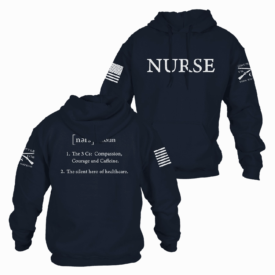 product shiny accents appeal Nurse Defined Hoodie - Navy