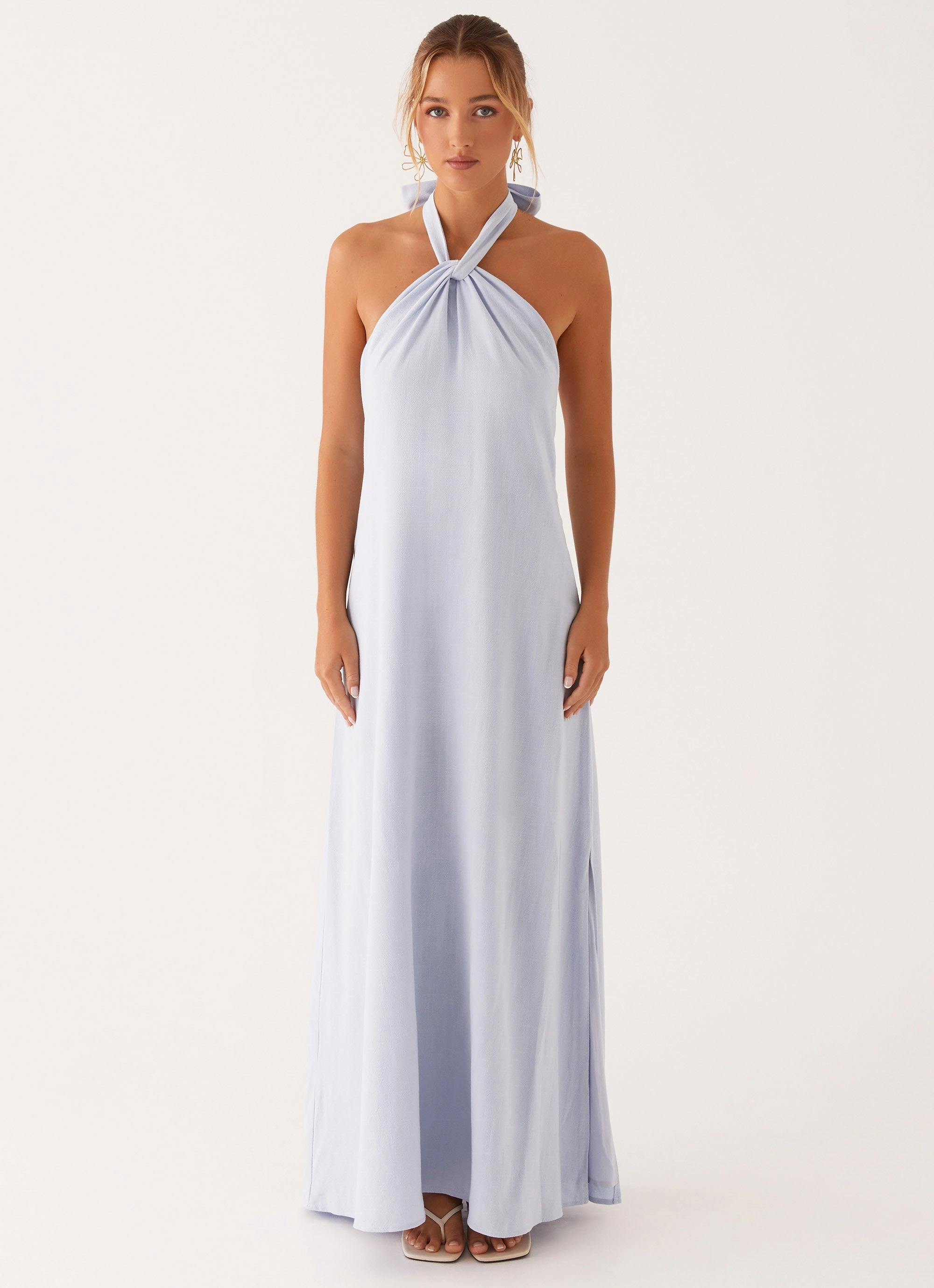 Golden Child Linen Maxi Dress - Blue All-Purpose Wear Farm Air
