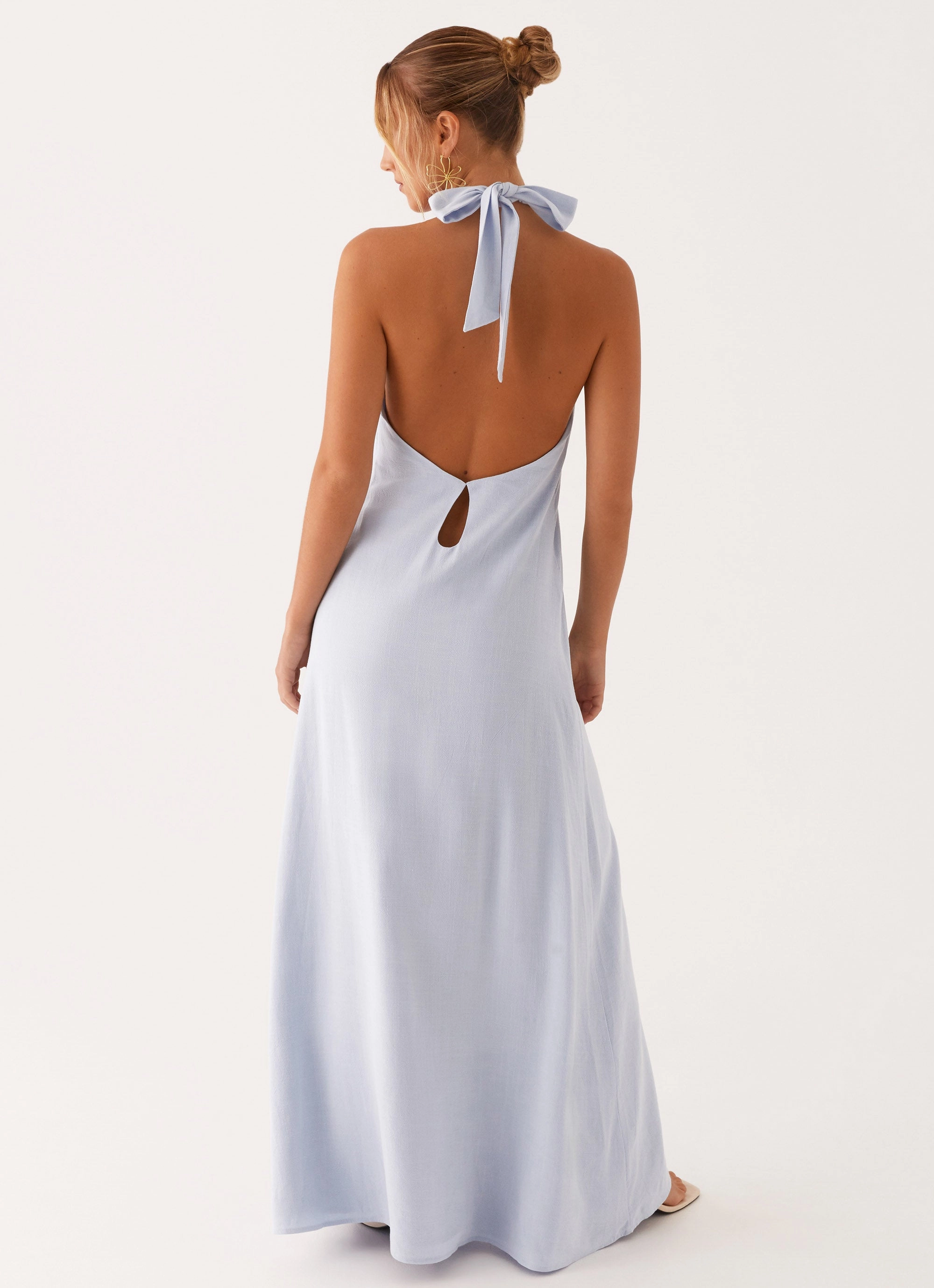 Scoop-Neck Golden Child Linen Maxi Dress - Blue