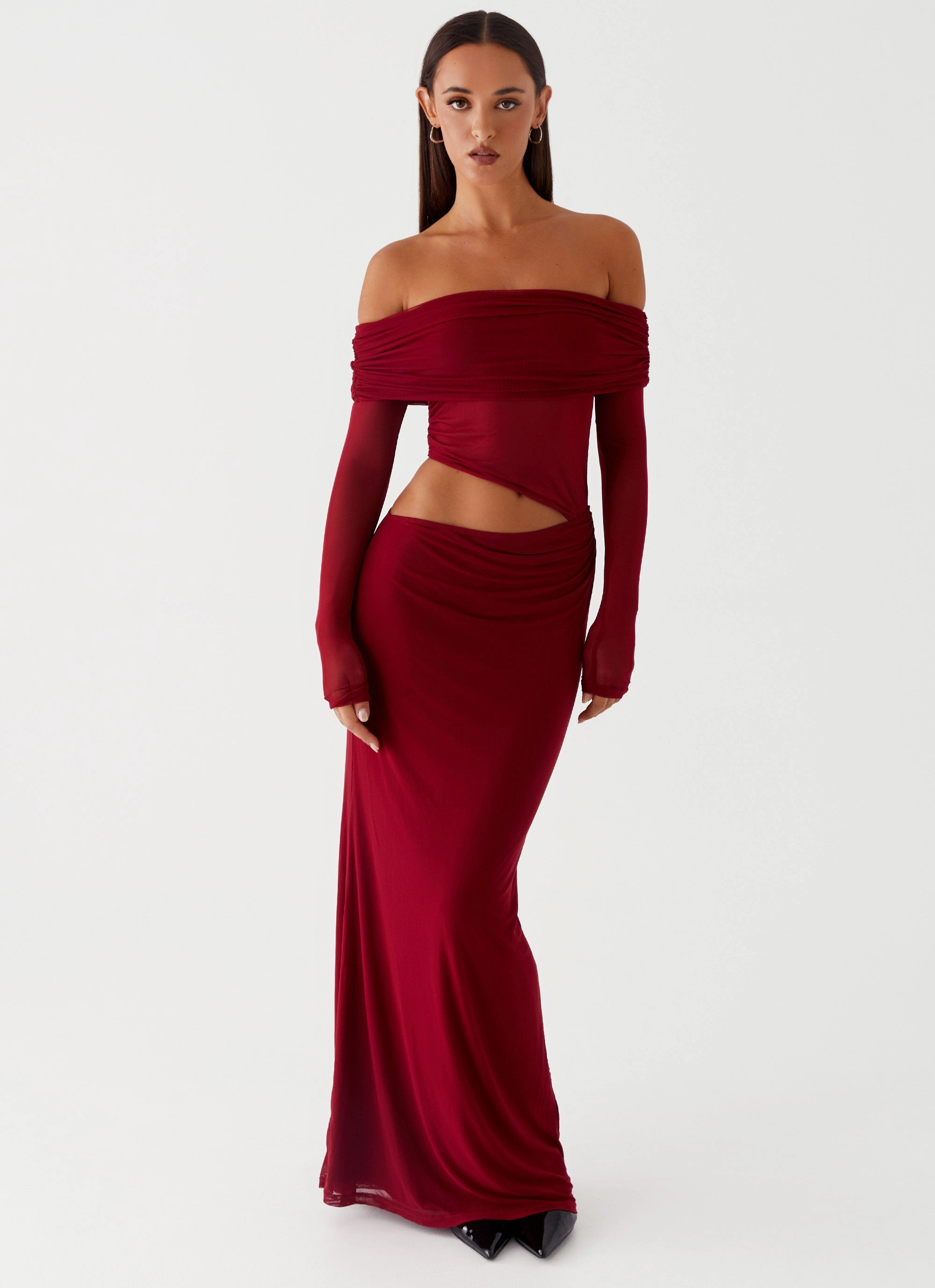 Pure Vibes Clean Stitch Emery Maxi Dress - Cherry Red