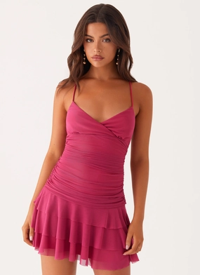 Emily Mini Dress - Fuchsia Stretchable