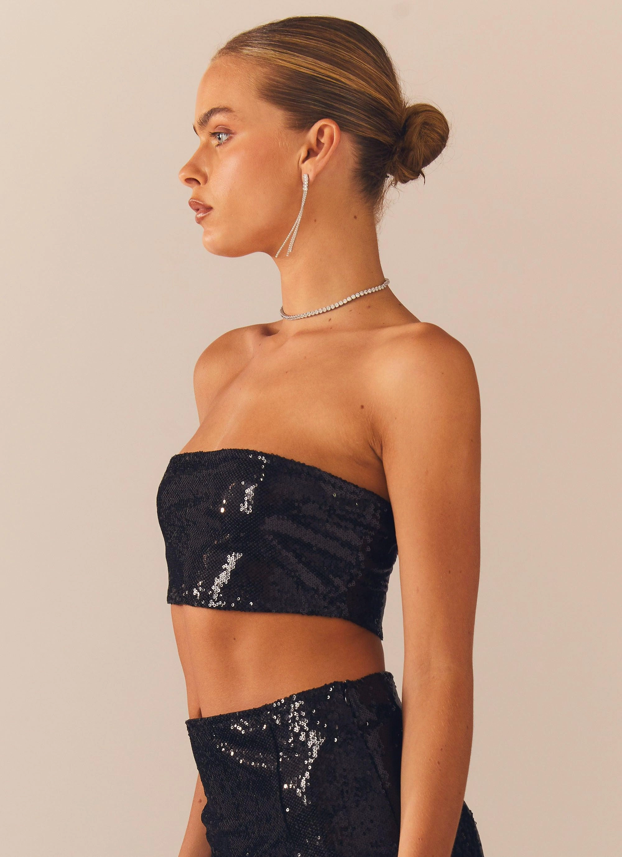 Emma Sequin Bustier - Black Knot-Detail