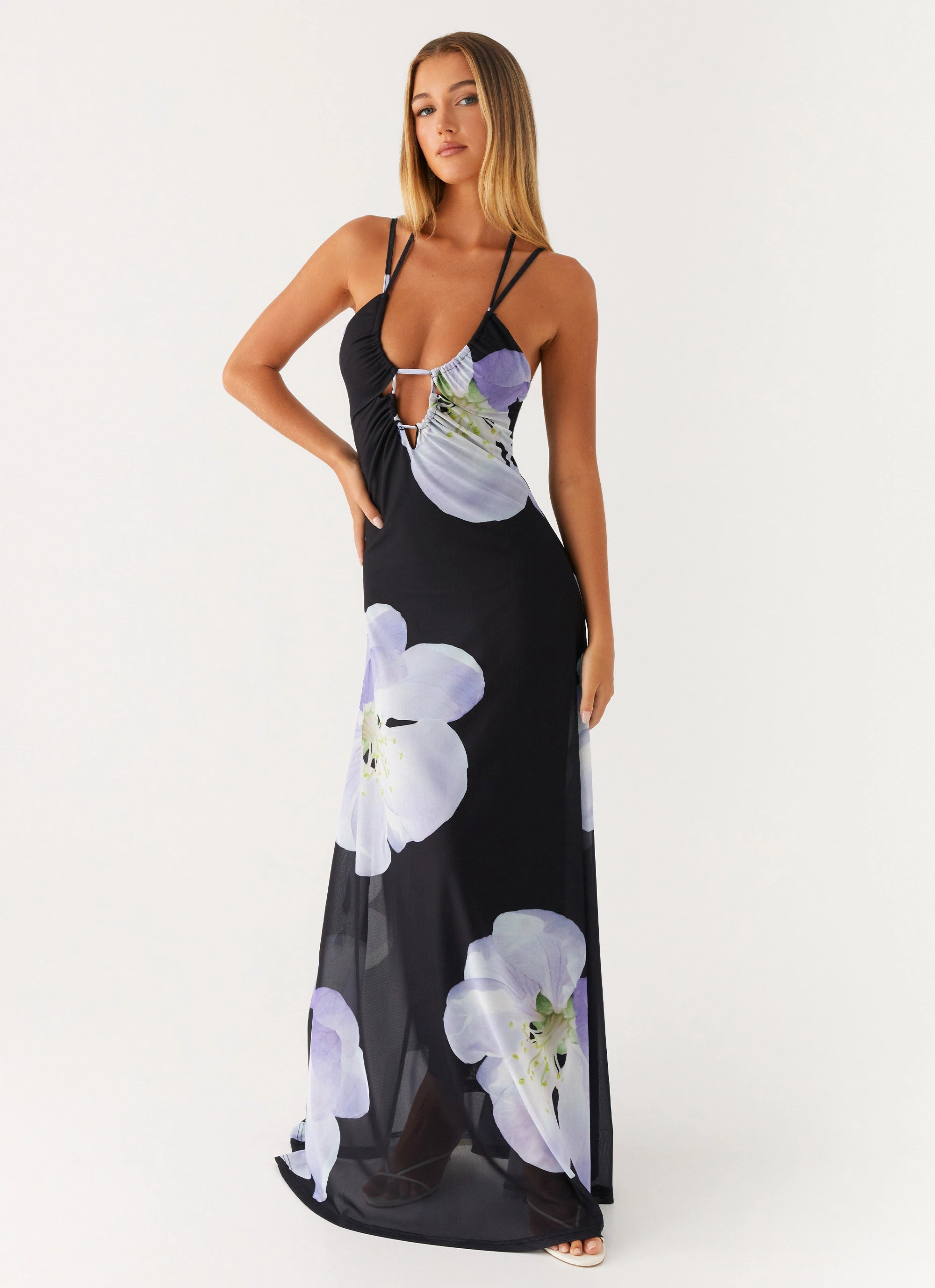 Enrika Maxi Dress - Flower Print Layered-Sleeve Travel Staple