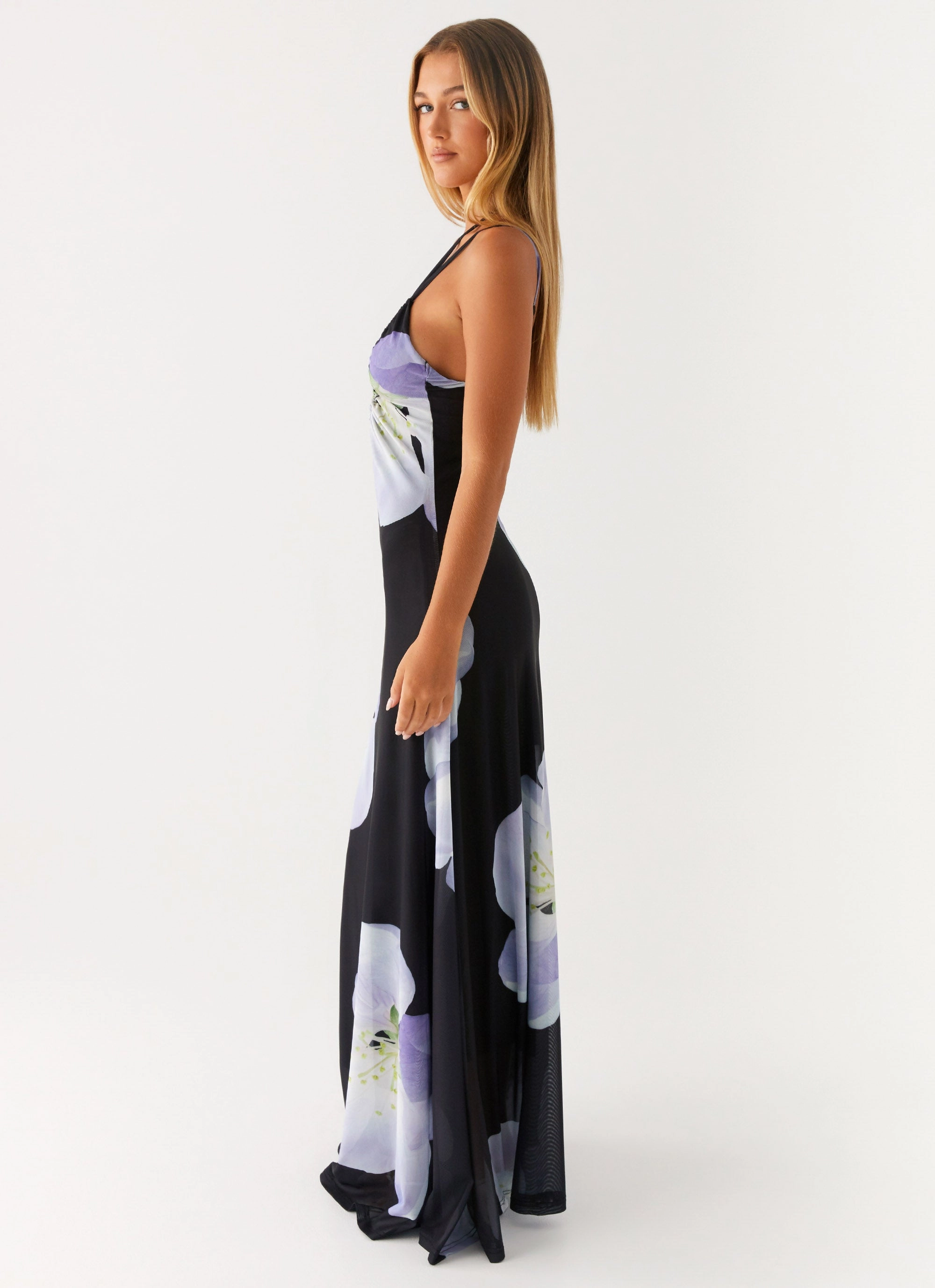 Peplum-Style Enrika Maxi Dress - Flower Print