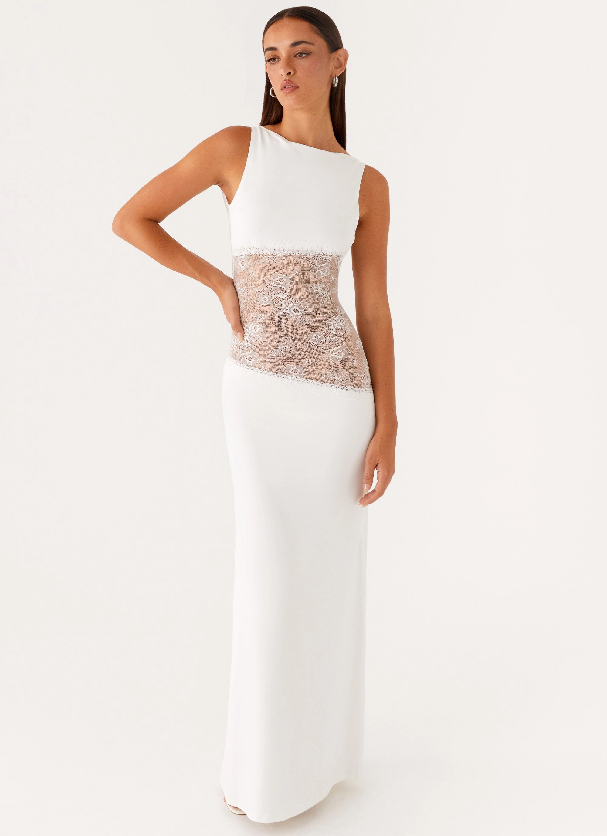Lucinda Maxi Dress - White Flowy Texture