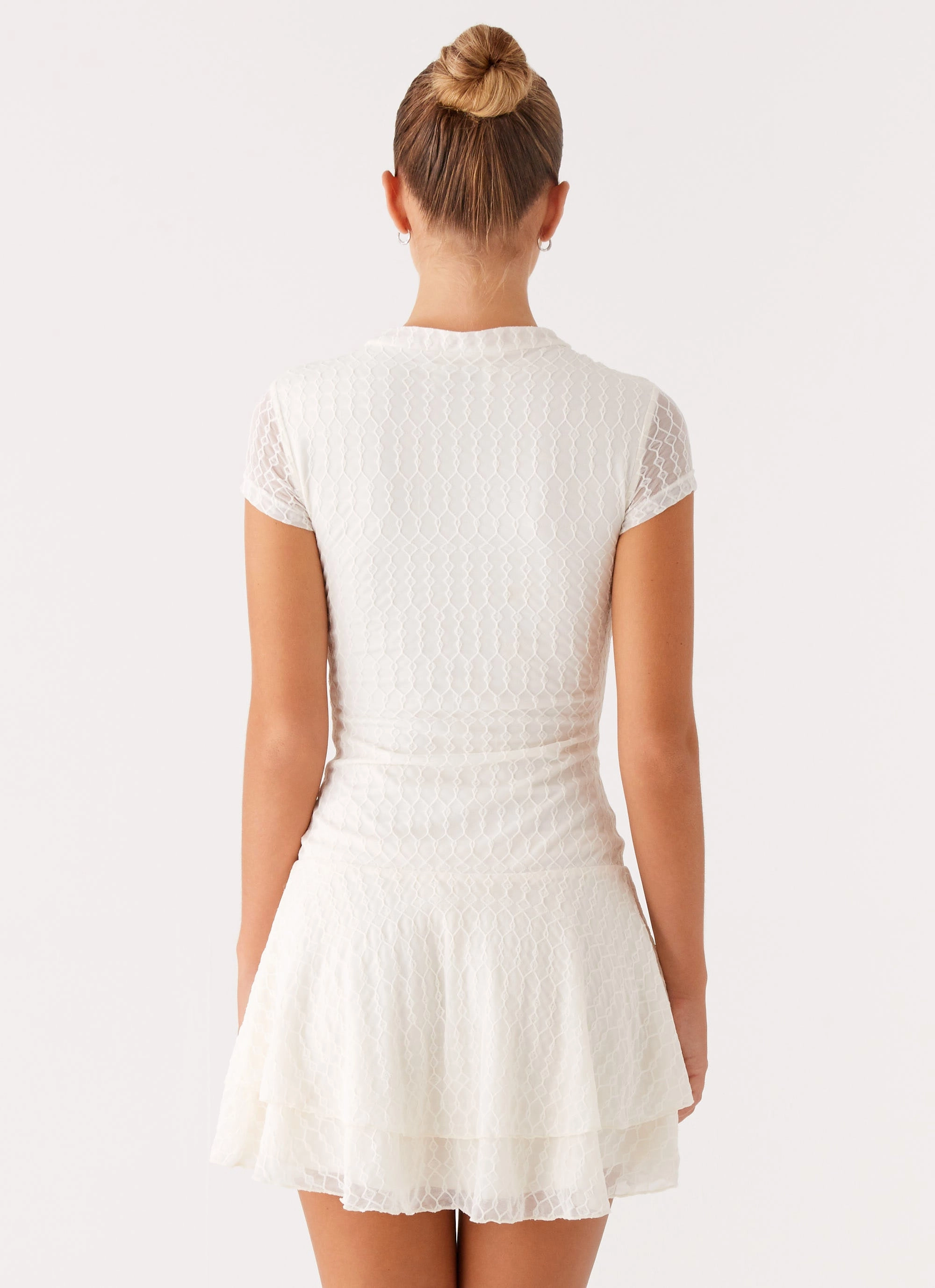Esty Mini Dress - Ivory Evening Event Unlined Look