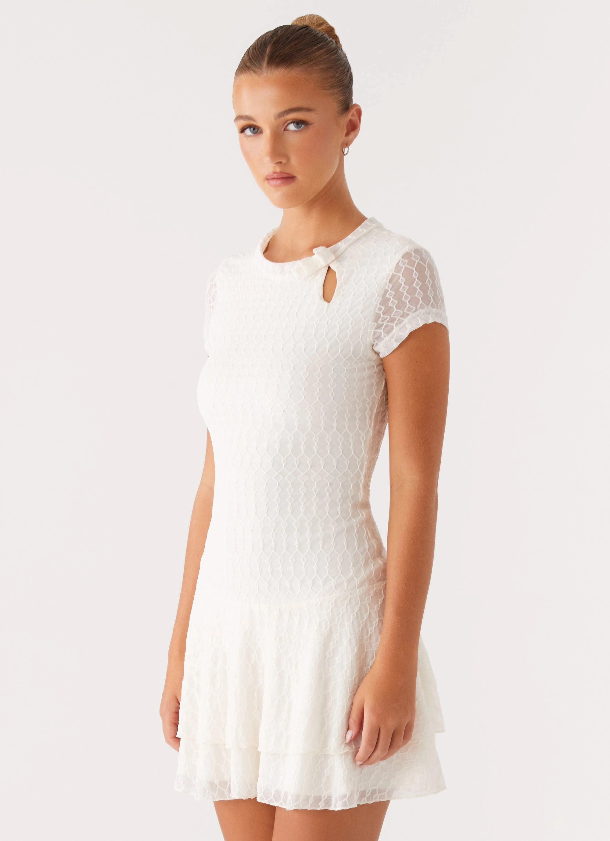 Esty Mini Dress - Ivory Flattering Style Removable-Straps