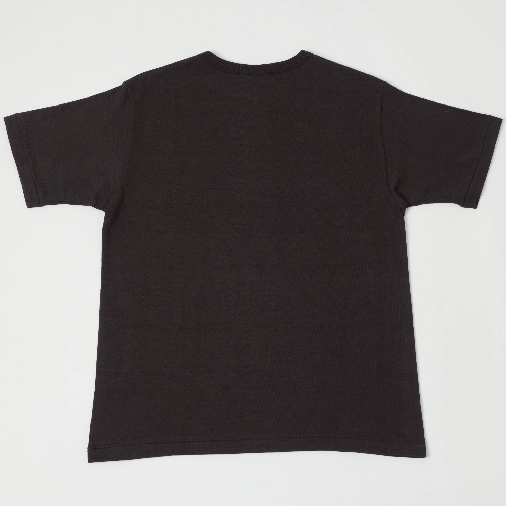 Warehouse & Co 4601 Henley T-Shirt - Black Flatlock stitching Raw Hem Finish