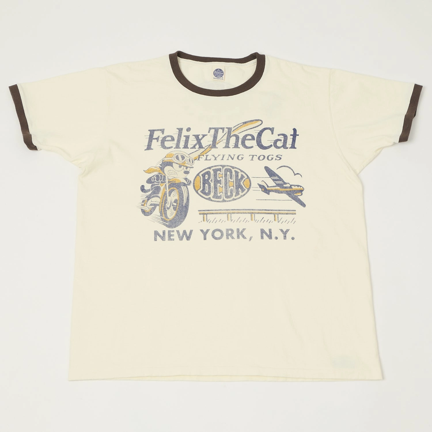 TOYS McCOY Felix The Cat 'Beck' Johnny Ringer T-Shirt - Off White Cross Grain Knit Men's masculinity