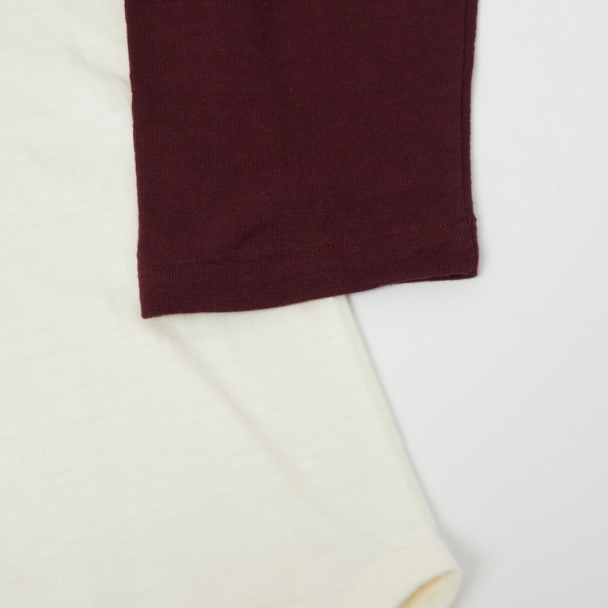 LayeredHemDetails Warehouse & Co 4058 Baseball Henley - Cream/Bordeaux