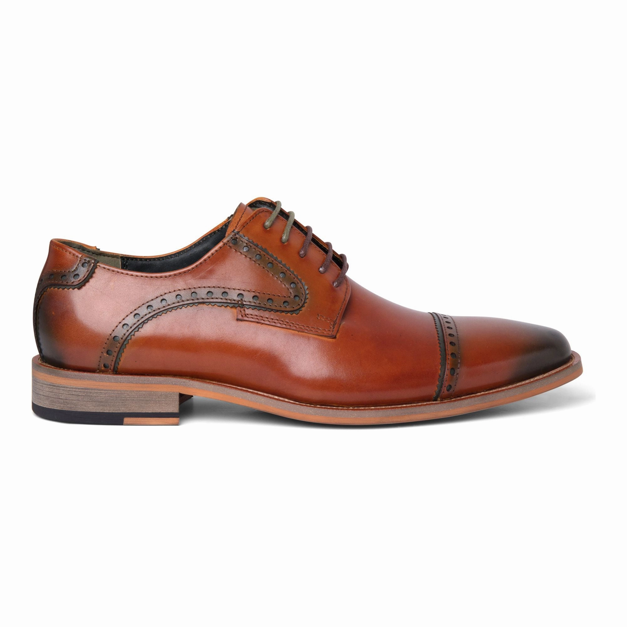 Justin Reess Men's Brown Leather Lace Up Oxford Shoes - Jenson Sleek Walk Casual Office Shoes