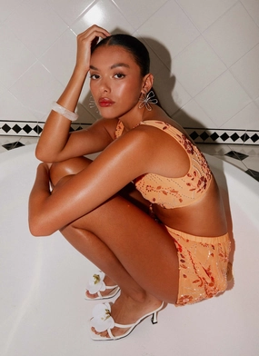 Movement Friendly Elegant Simplicity Mercer Sequin Bralette - Orange