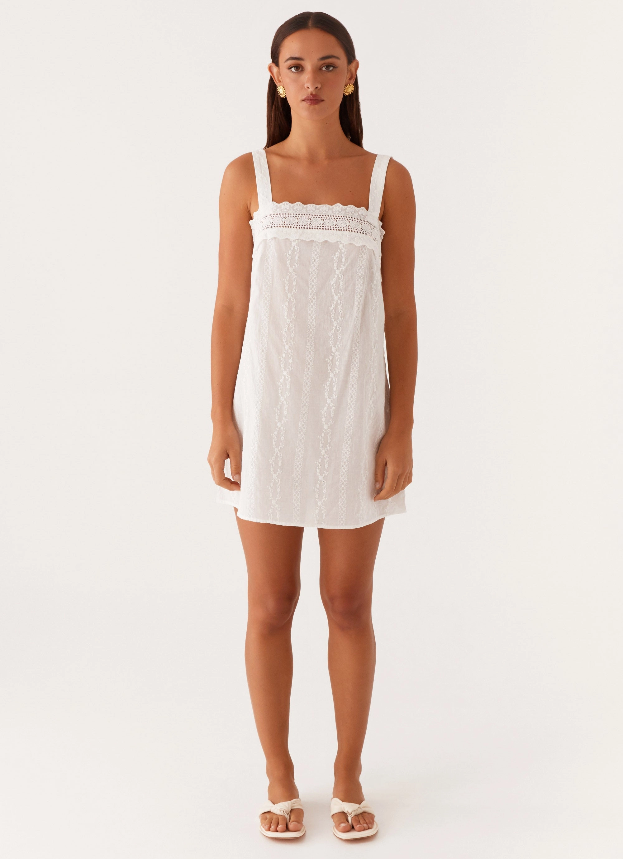 Calla Broderie Mini Dress - White Day Love