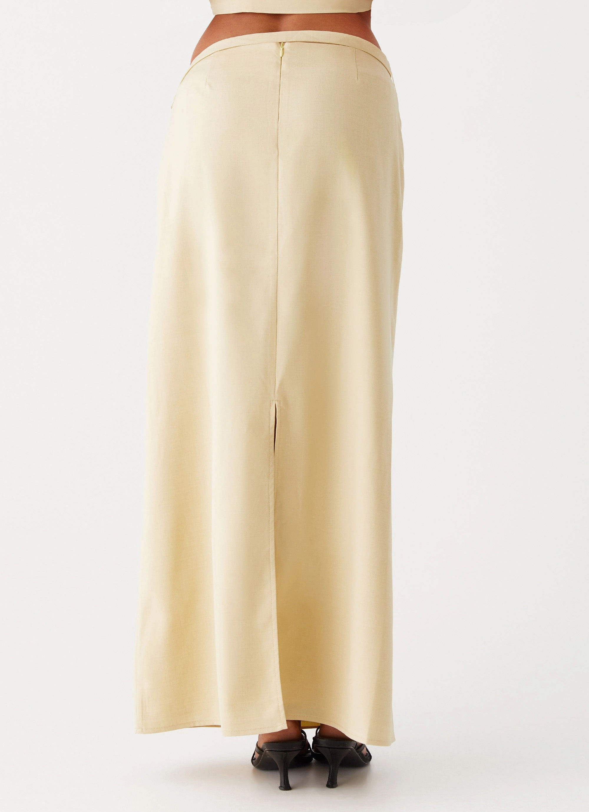 Azura Maxi Skirt - Yellow Romantic Style Smooth Surface