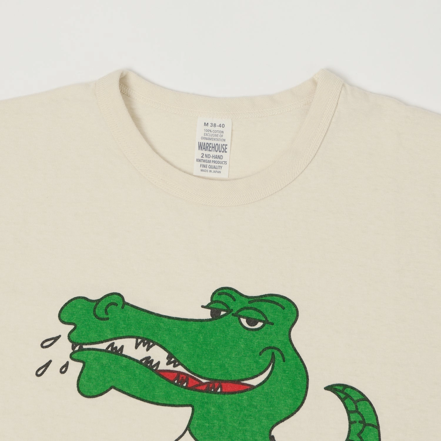 dry cleanable Warehouse & Co 4064 'Crocodile' T-Shirt - Cream
