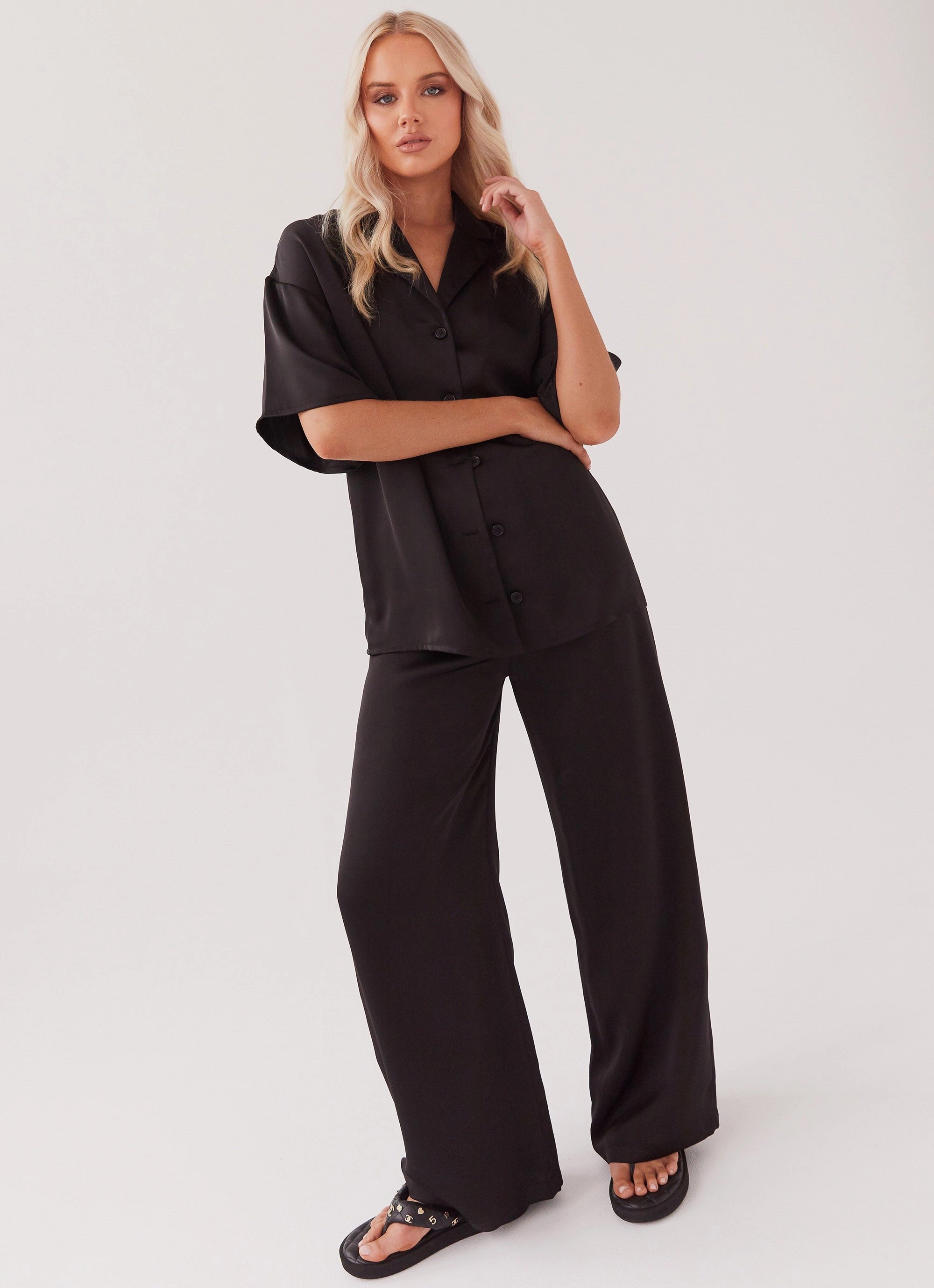 Palm Cove Satin Pants - Black Perfect for Travel