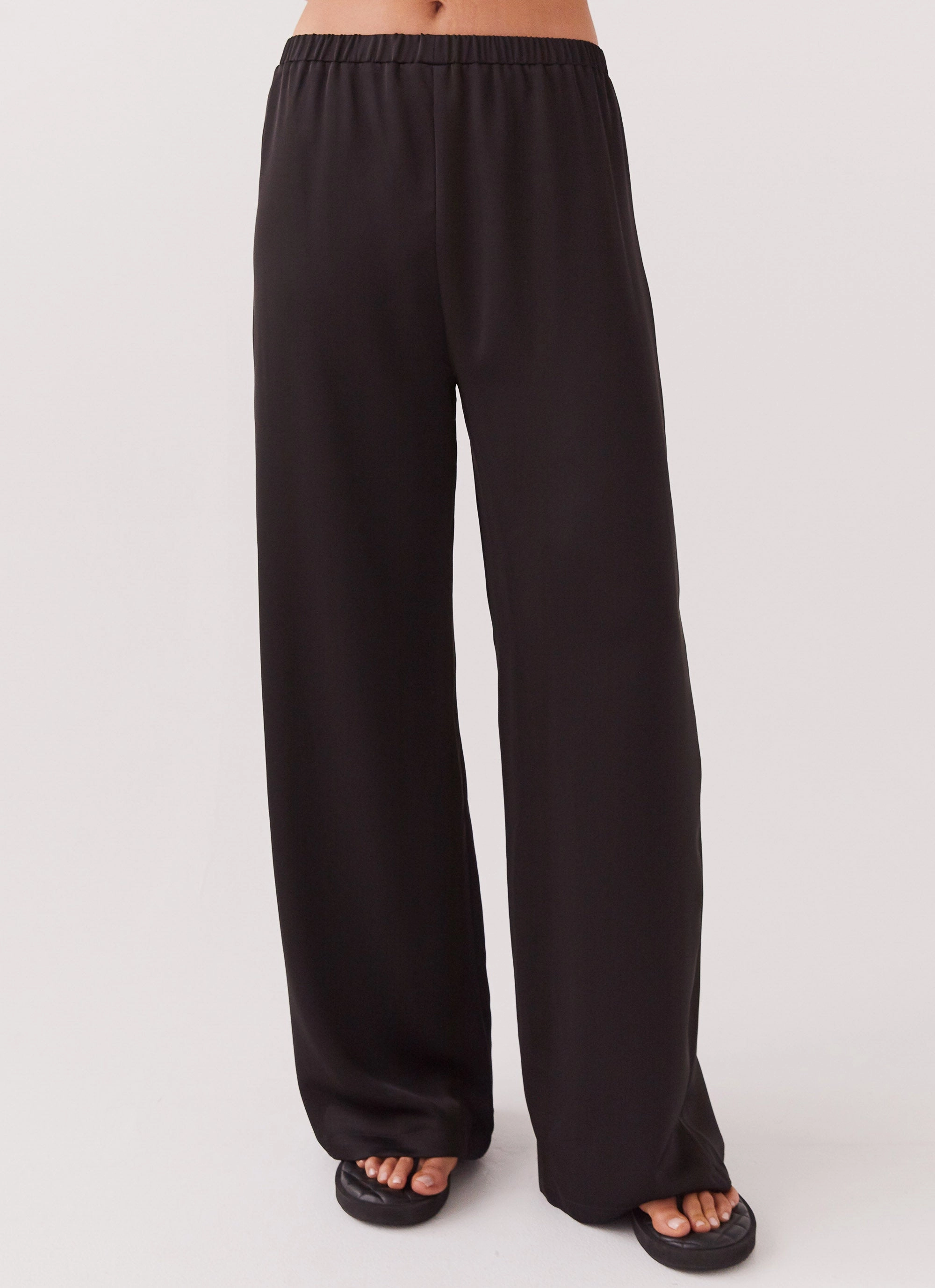 Palm Cove Satin Pants - Black Celebrity-Inspired