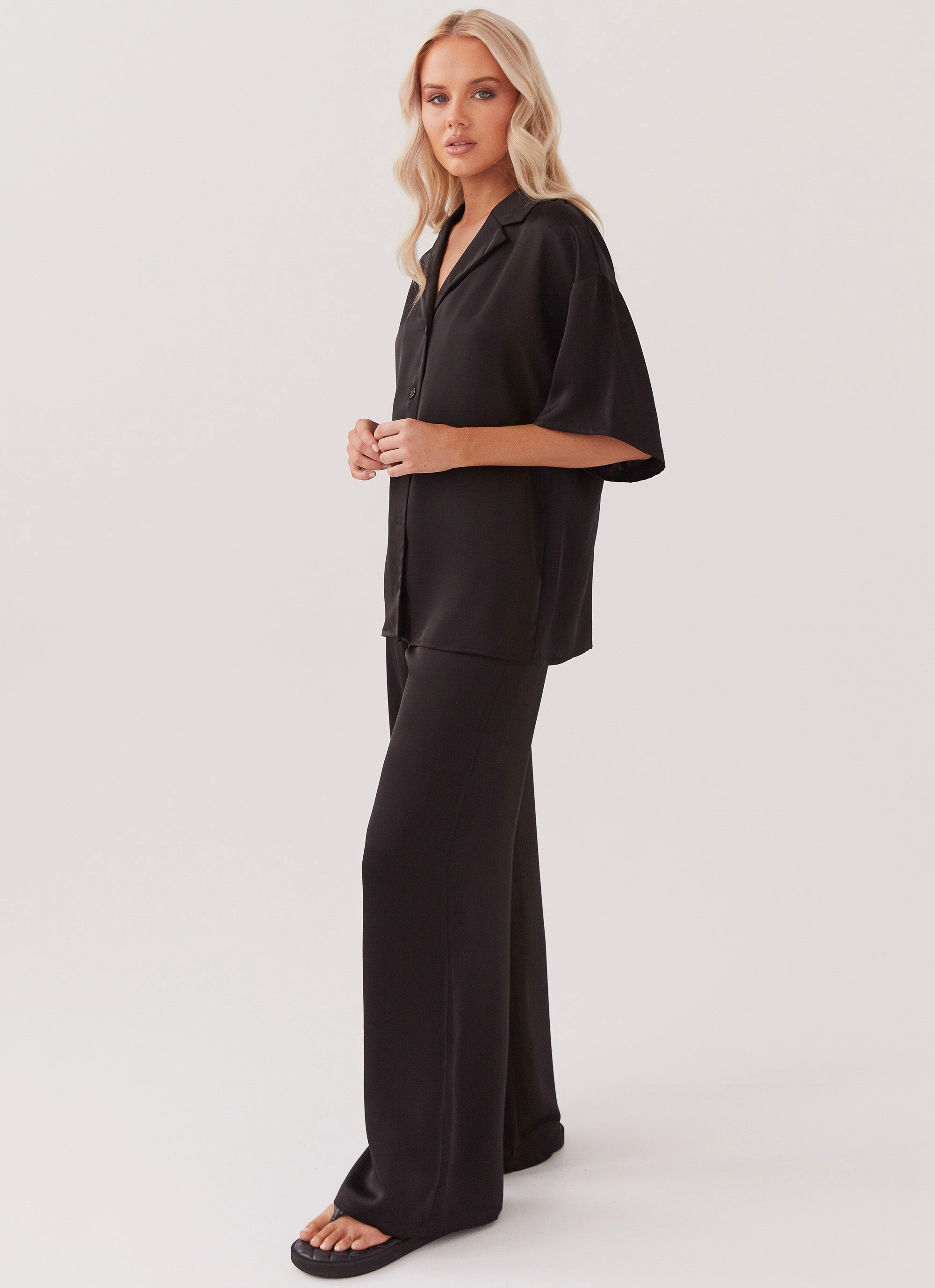 Simple Mood Simple Spirit Palm Cove Satin Pants - Black