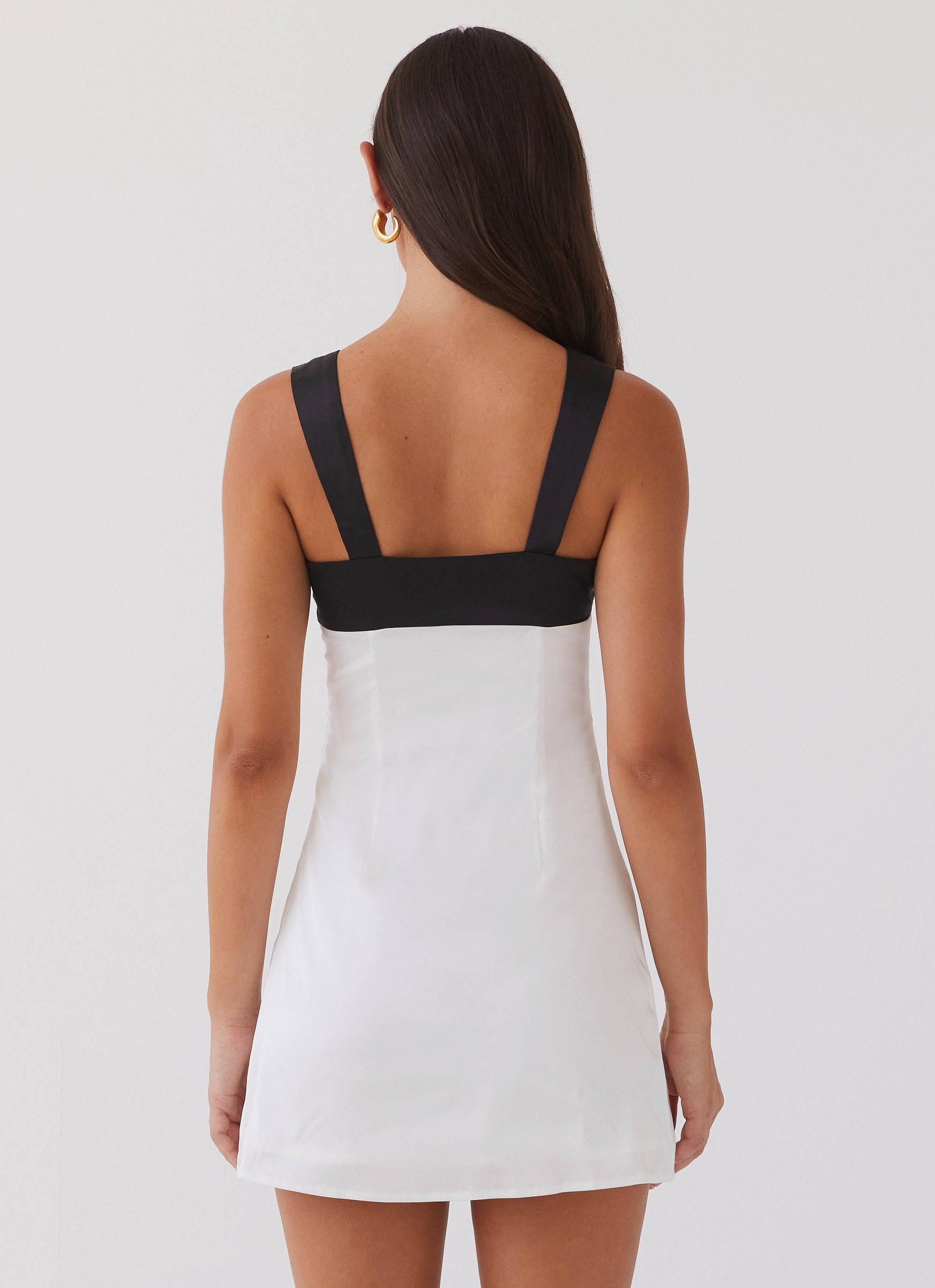 Stylish Line Elegant Wearable Odette Satin Mini Dress - Noir Pearl