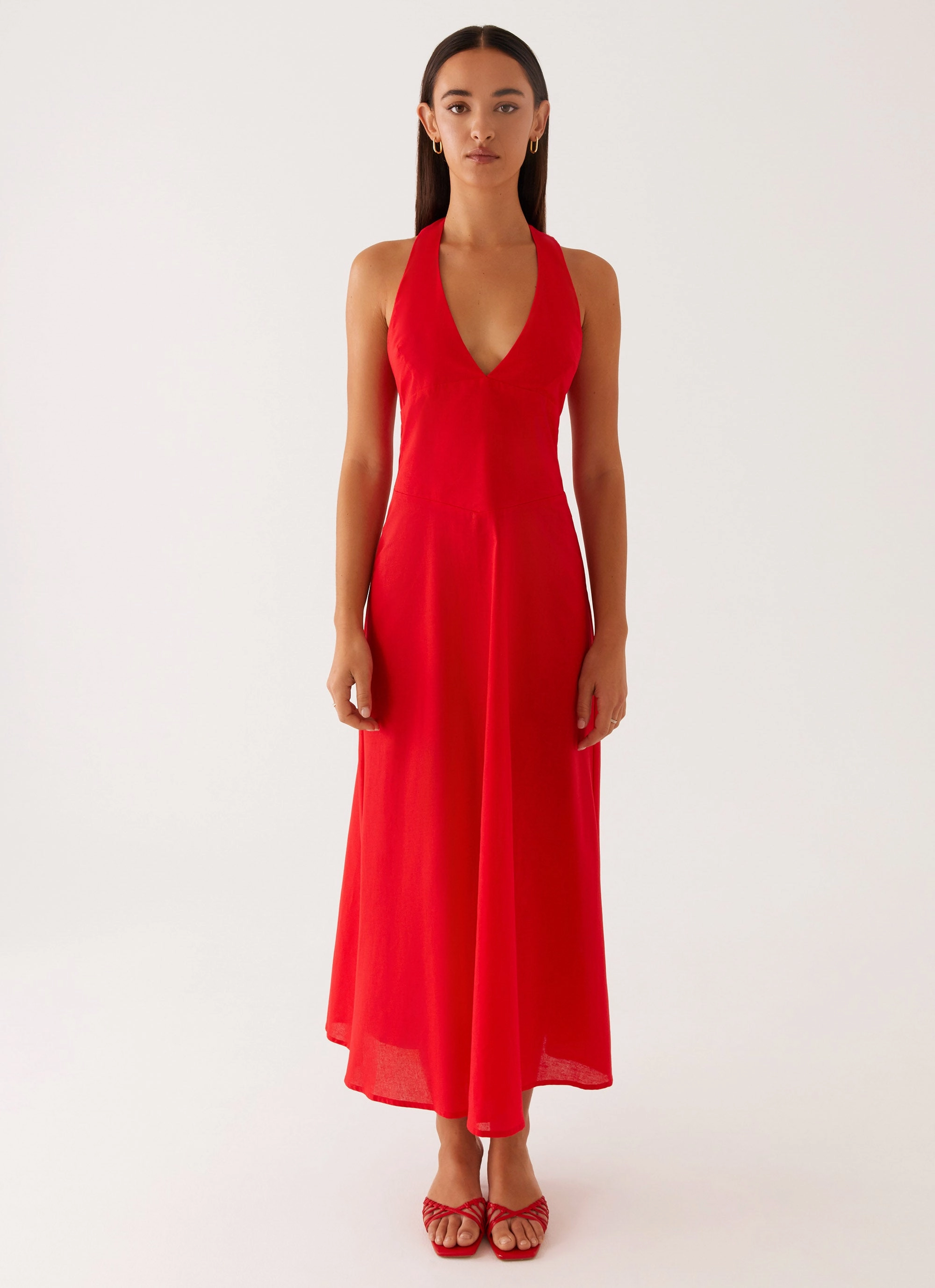 Falling For You Midi Dress - Red Dreamy Look Grace Flow