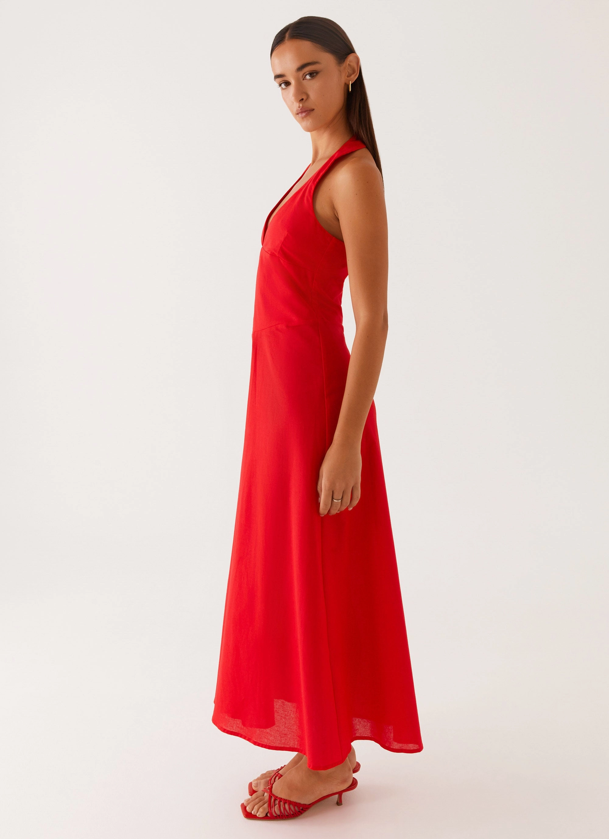travel mode Lounge Outfit Falling For You Midi Dress - Red