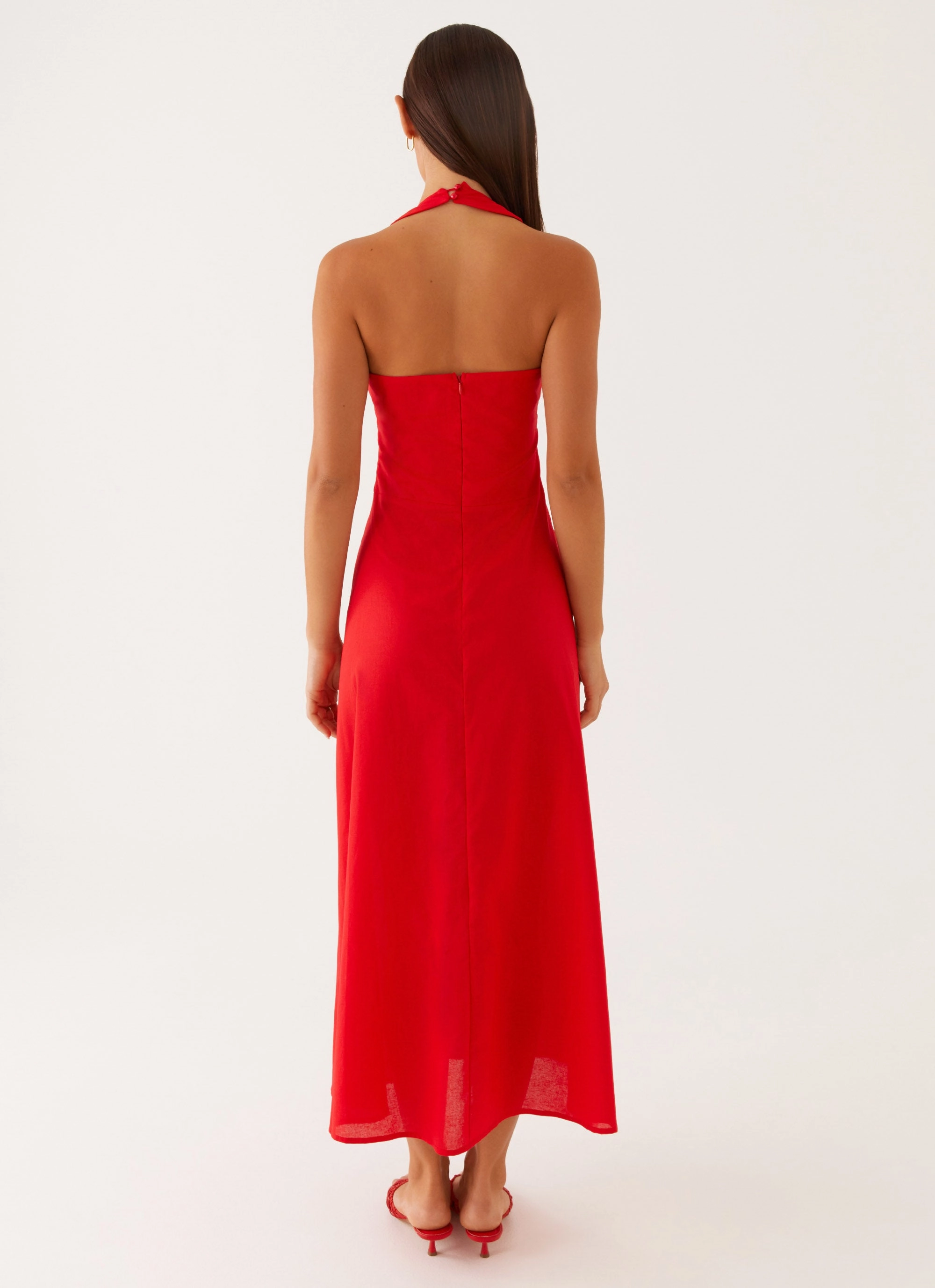 Falling For You Midi Dress - Red Flexible Layers Vacation Vibes