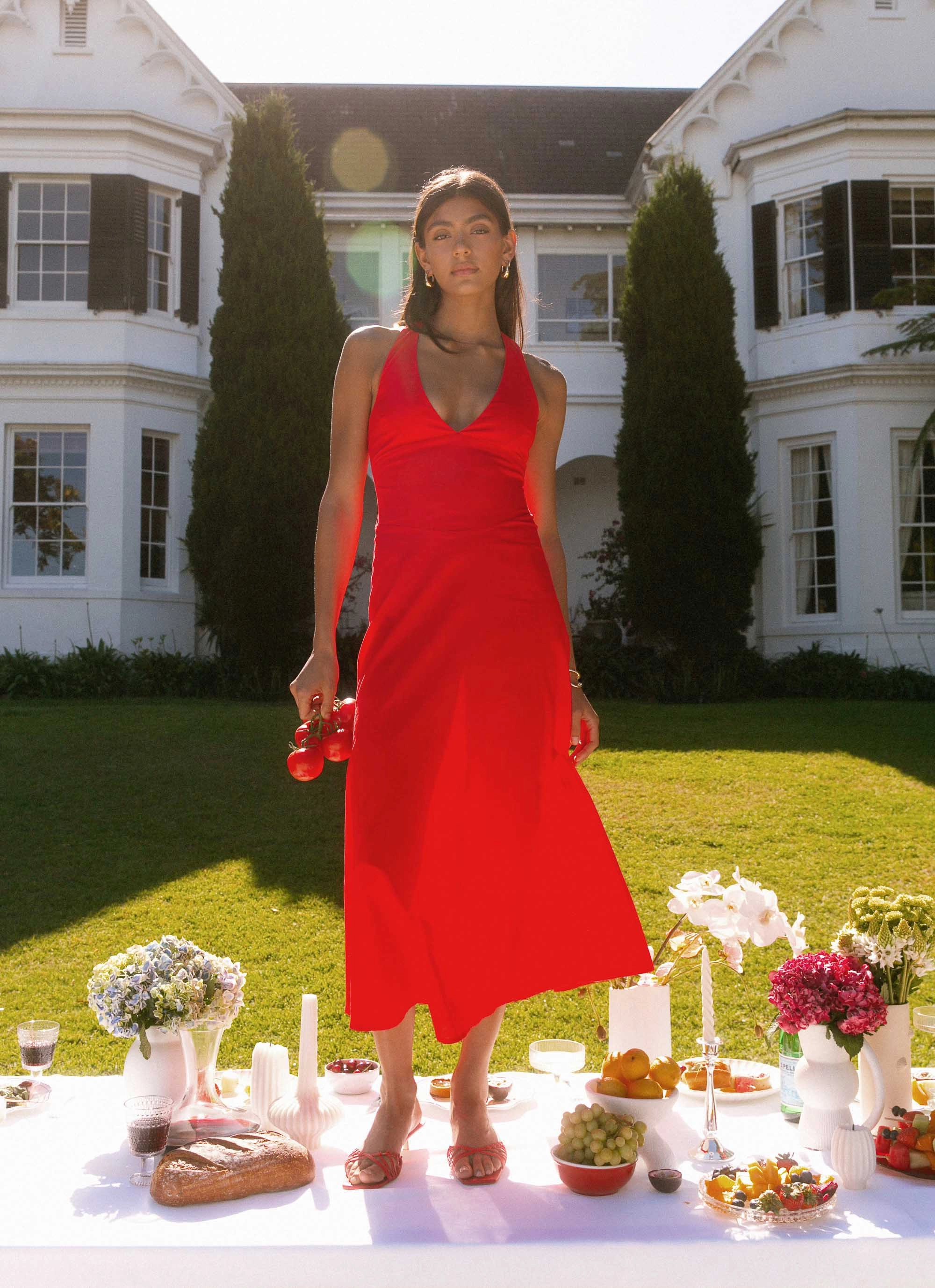 All Layer Autumn Look Falling For You Midi Dress - Red