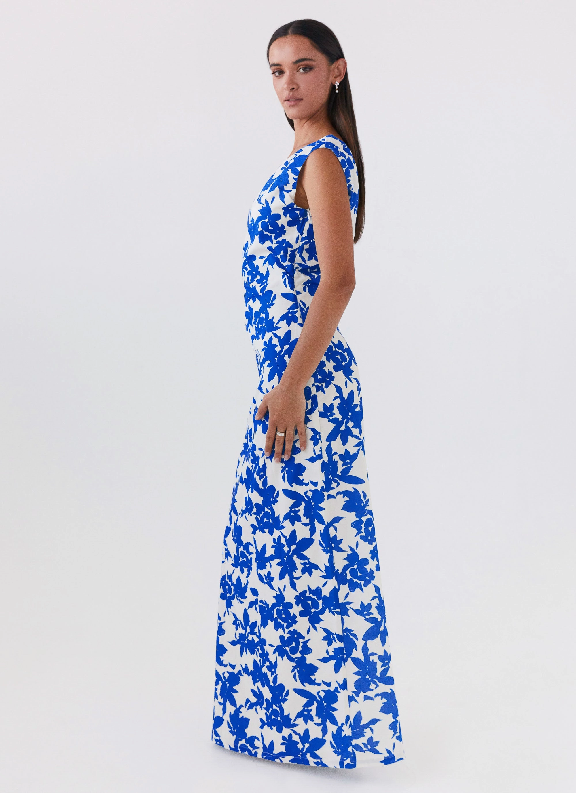 Perfect Fit Wear Pyper Off Shoulder Maxi Dress - Blue Floral