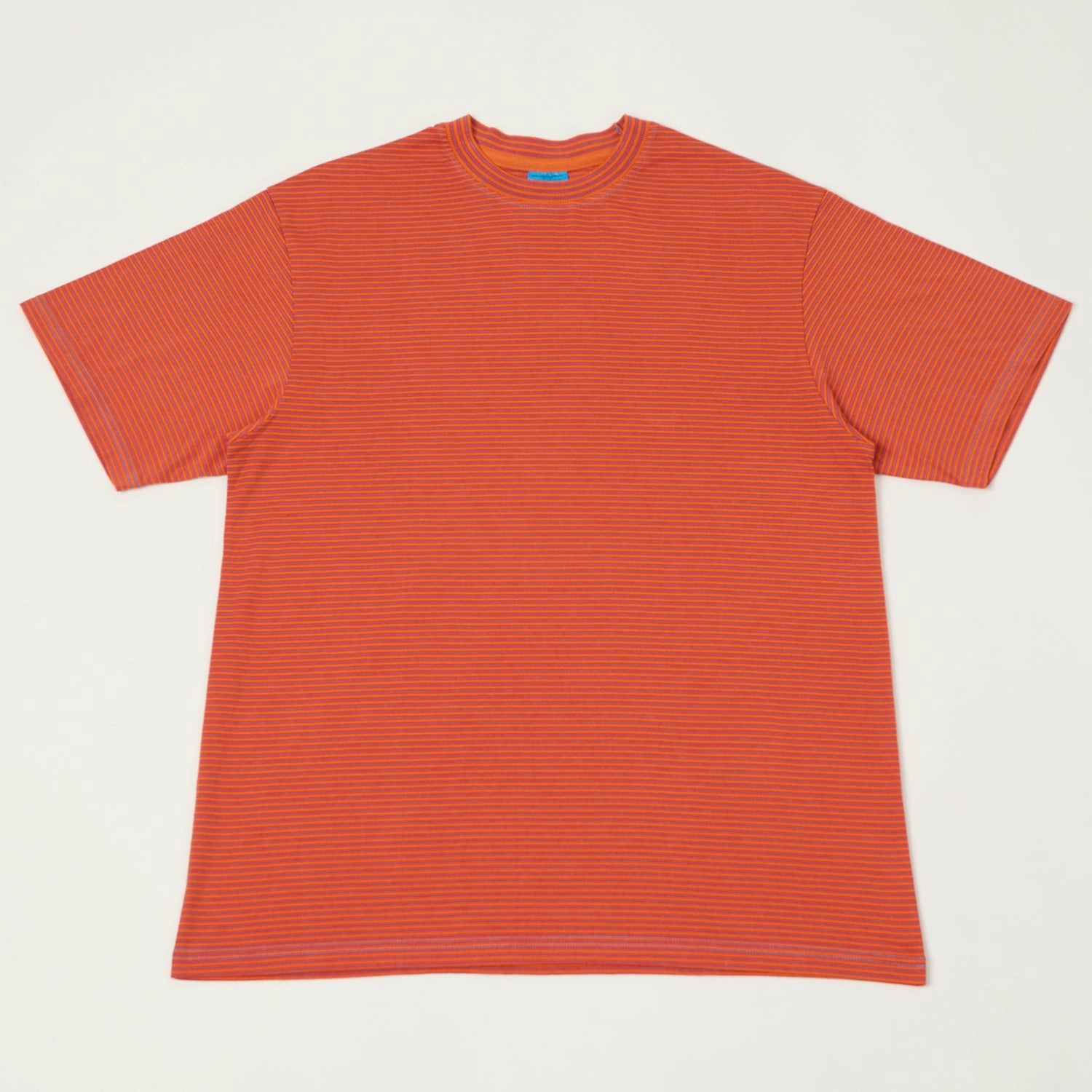 Sleek Design Yonetomi 'New Basic' Garment Dyed Stripe T-Shirt - Orange