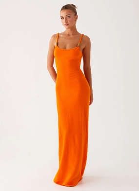Perfect Fit Timeless and Comfortable Elaina Knit Maxi Dress - Orange