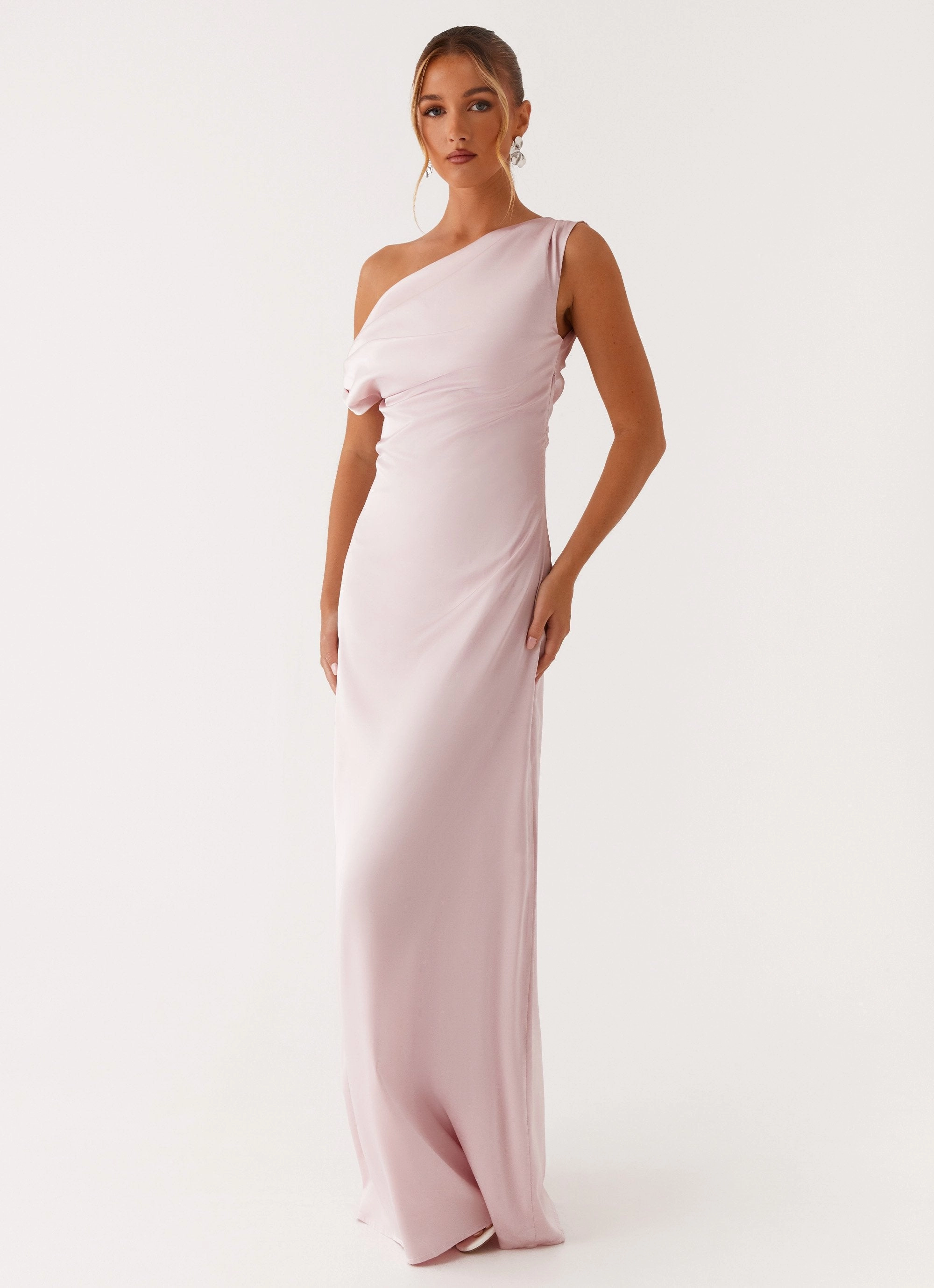 Heart Of Glass Satin Maxi Dress - Pink Gentle Aesthetic