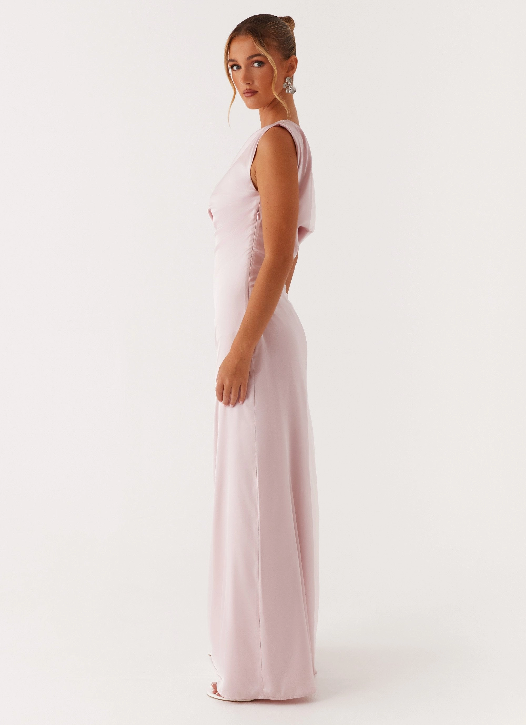 Trendy pick Heart Of Glass Satin Maxi Dress - Pink