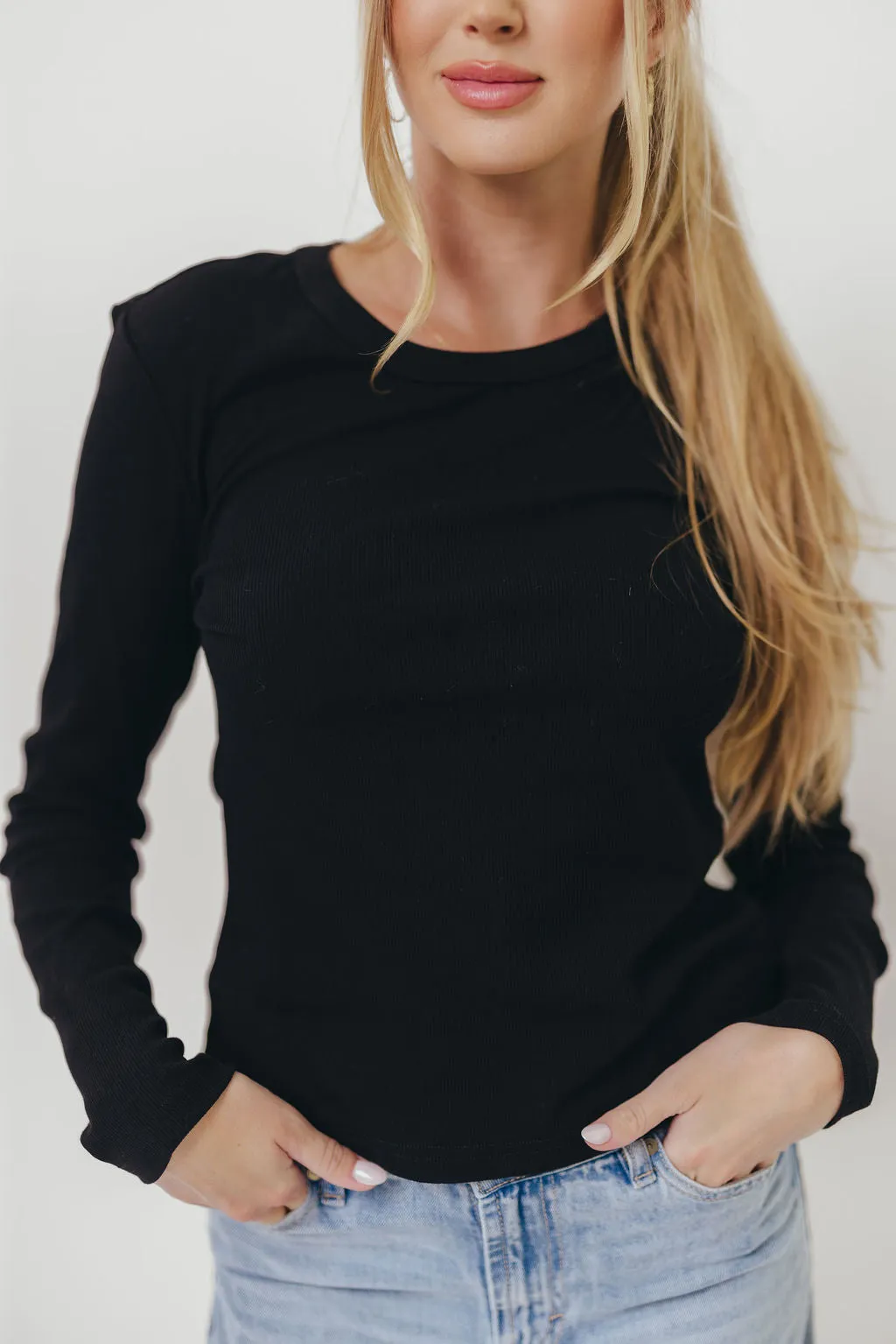 Kathy Long Sleeve Tee in Black Moisture Wicking Technology