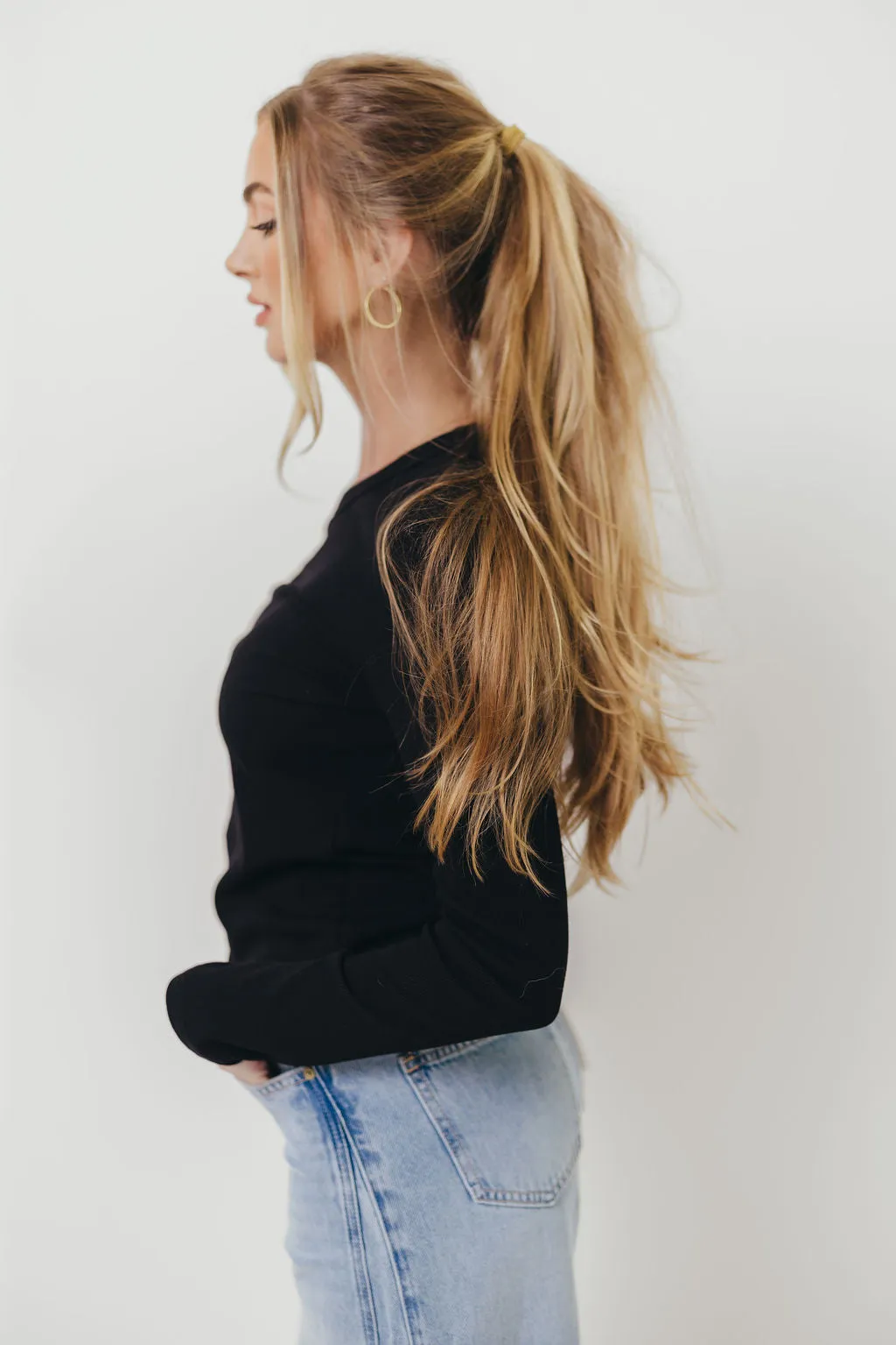 Kathy Long Sleeve Tee in Black QuickDry Fabric