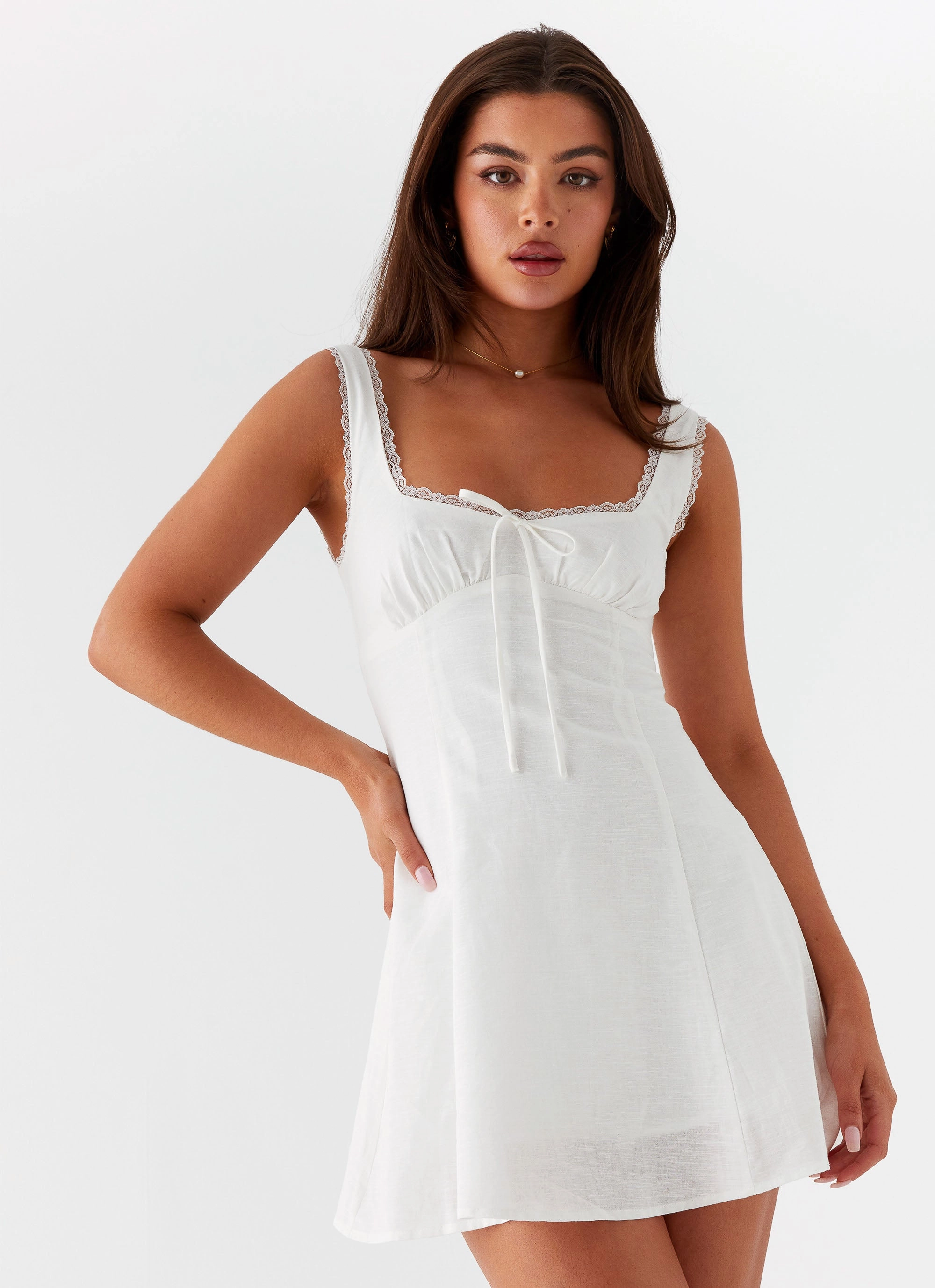 Rowena Mini Dress - White Shine Skin Chic Statement