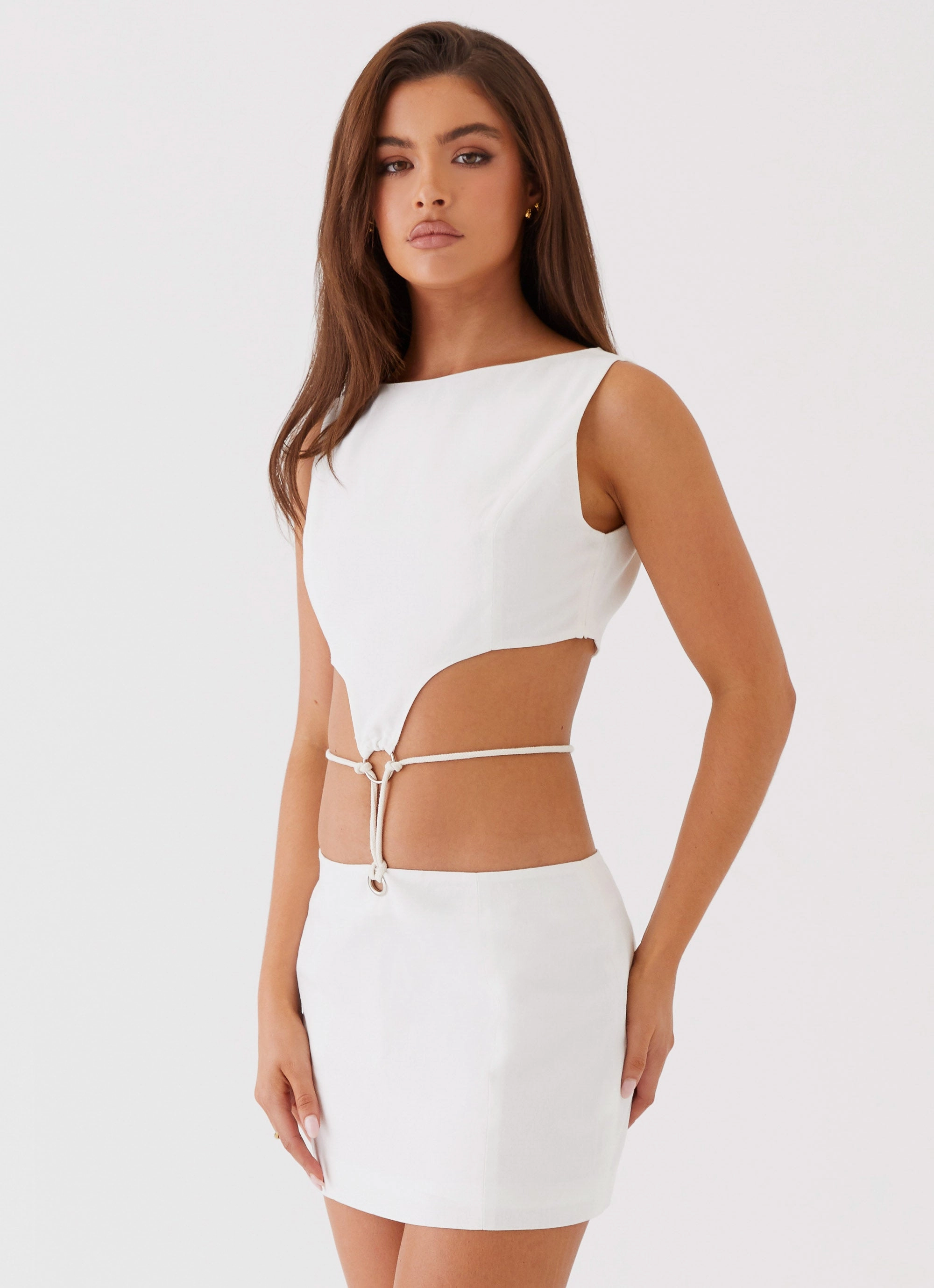Bold colors Ryann Cut Out Mini Dress - White