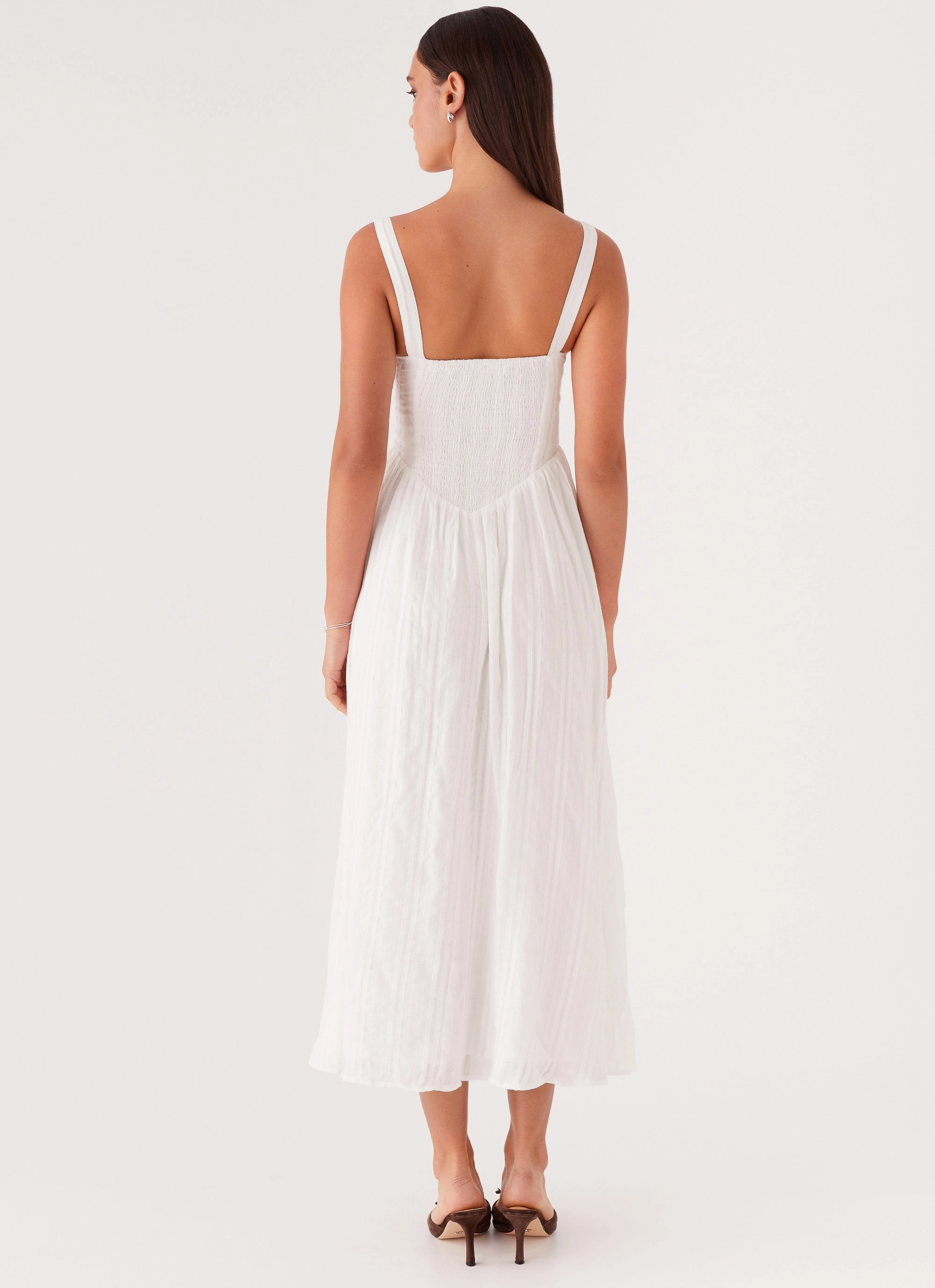 Pascuelle Midi Dress - White Relax Feel Sleek Cut