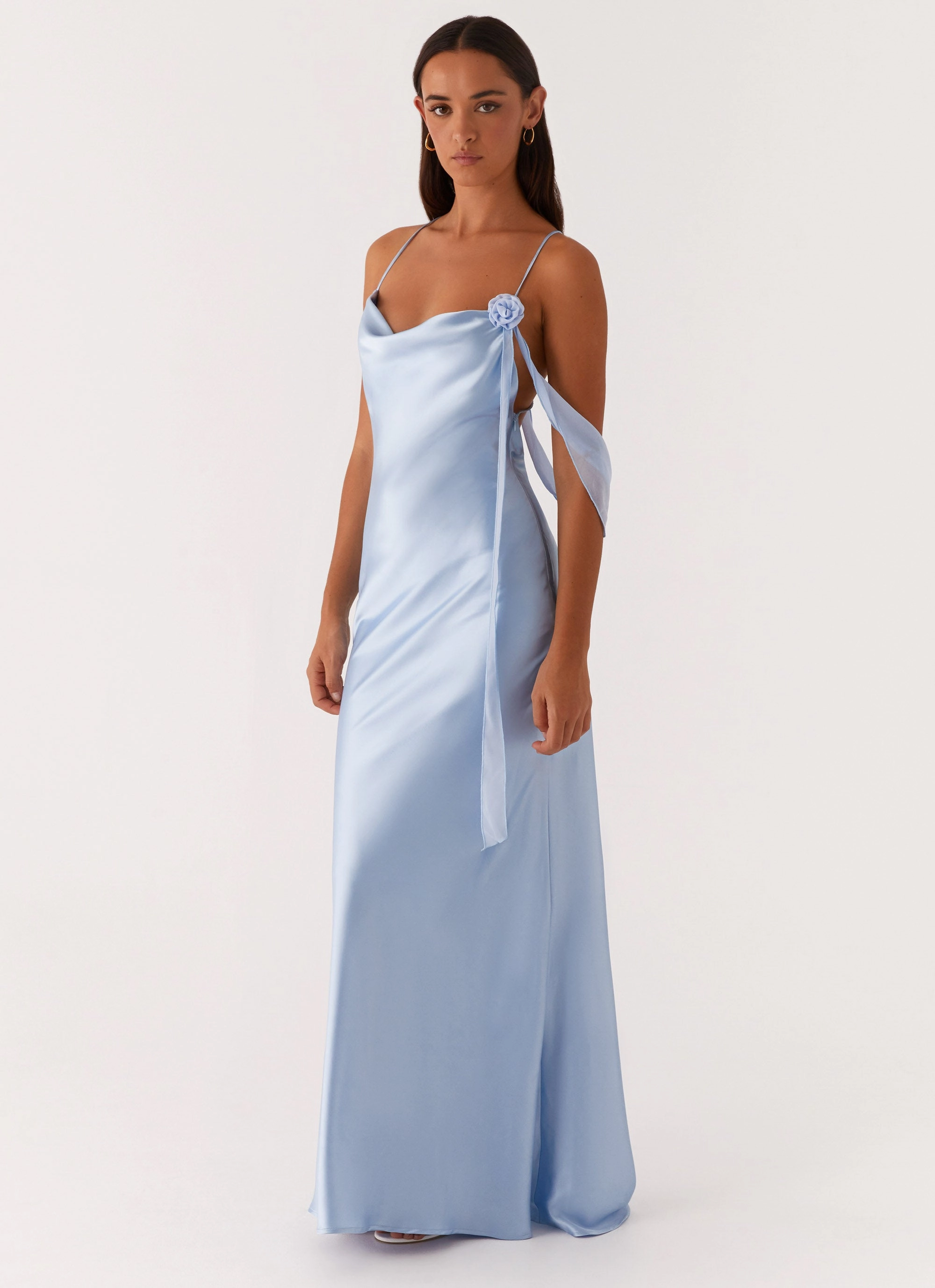 Too Sweet Satin Maxi Dress - Blue Day-To-Night Wear