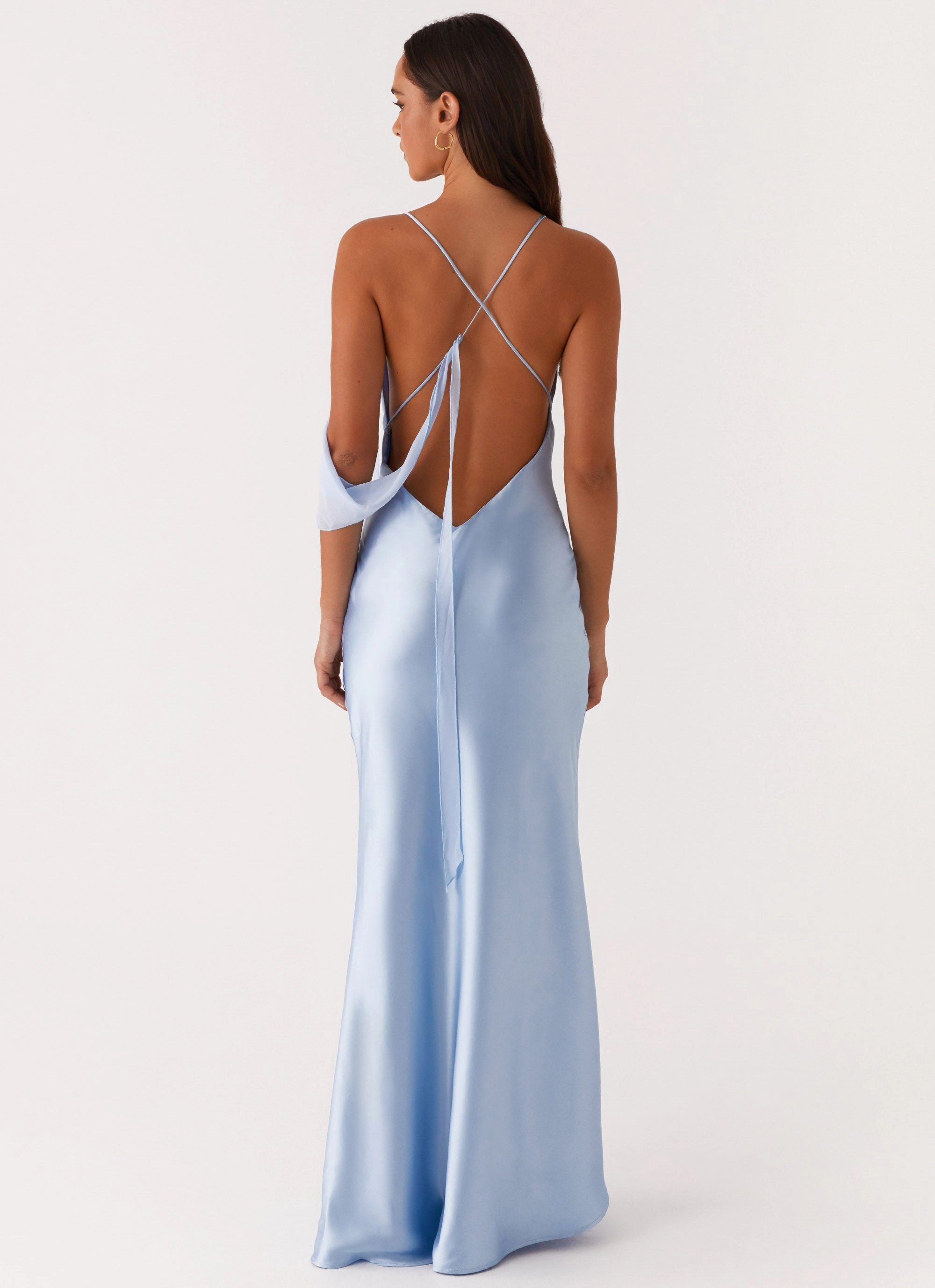 Too Sweet Satin Maxi Dress - Blue Sleek Flow