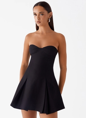 Victoria Strapless Mini Dress - Black Youthful Feel Travel Essential