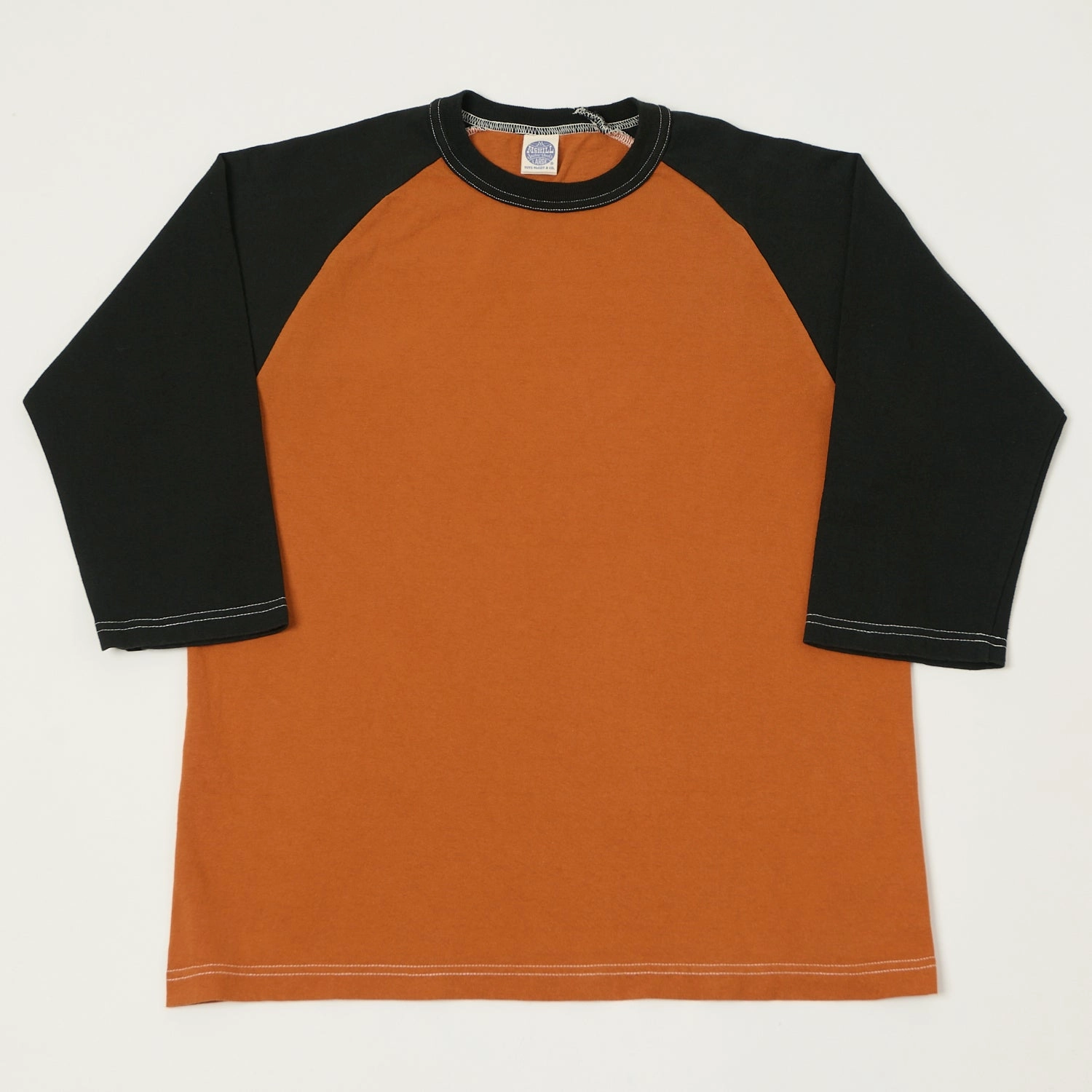 Casual Essential Wear Water Based Ink TOYS McCOY Raglan Sleeve Baseball T-Shirt - Orange/Black