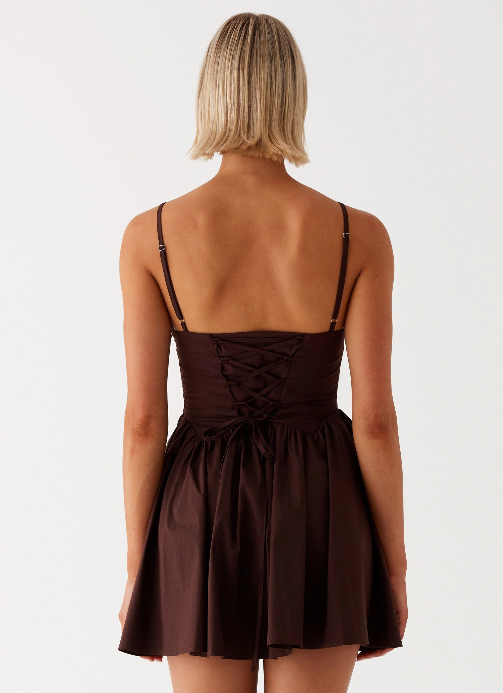 Tesoro Mio Mini Dress - Chocolate Pleat-Front