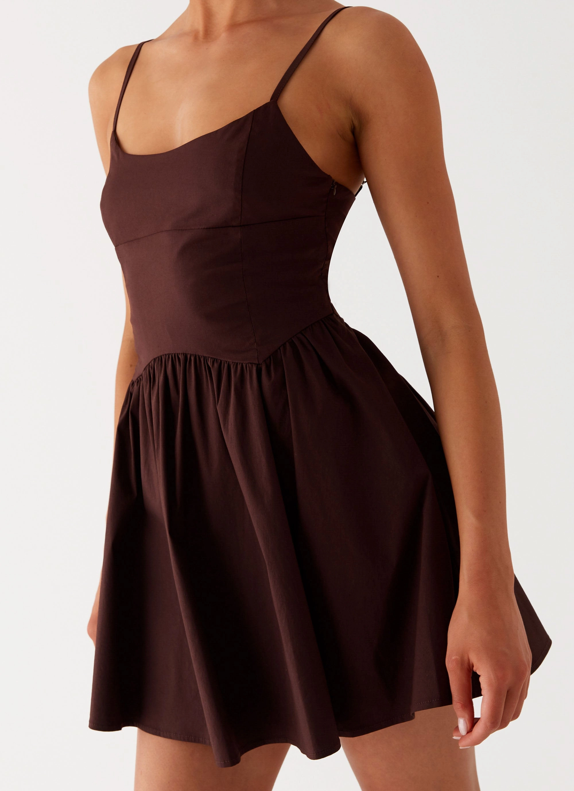 Tesoro Mio Mini Dress - Chocolate Pocket-Detail budget-friendly