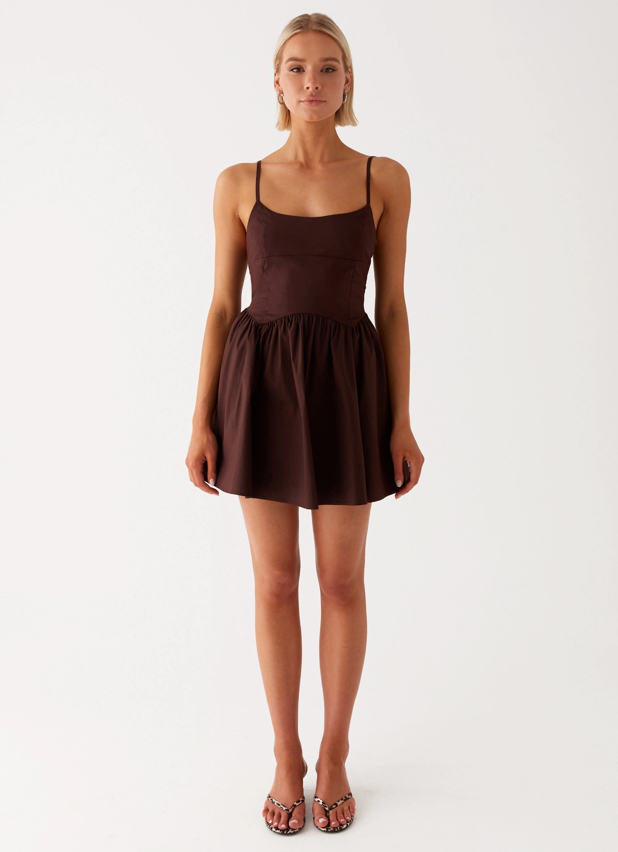 Tesoro Mio Mini Dress - Chocolate NonSlipClosure Pleat Breeze