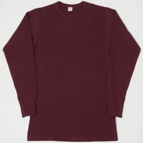 Pocket Reinforcement Warehouse & Co 5903 Waffle Knit Thermal T-Shirt - Bordeaux