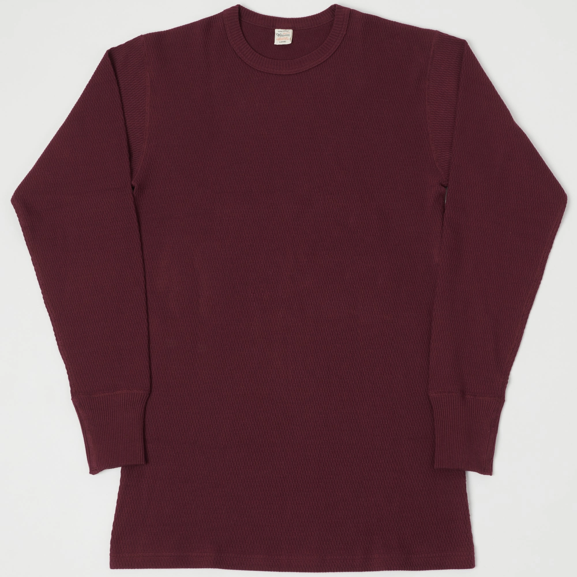 Pocket Reinforcement Warehouse & Co 5903 Waffle Knit Thermal T-Shirt - Bordeaux