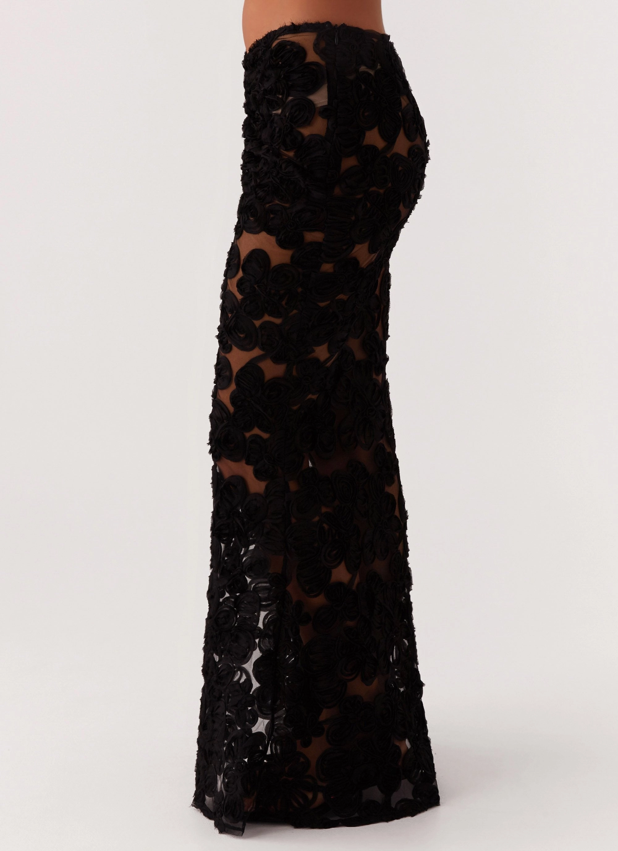 Fiorella Floret Maxi Skirt - Black Basic essential