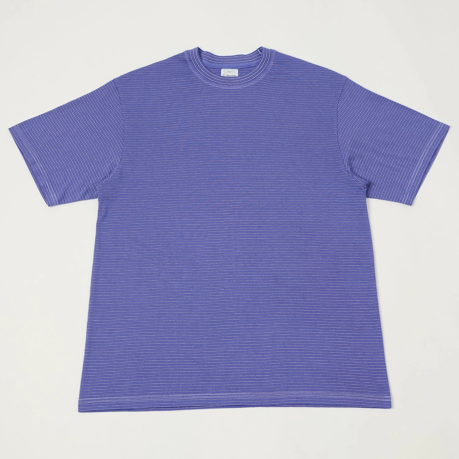 Yonetomi 'New Basic' Garment Dyed Stripe T-Shirt - Purple Comfy and Soft