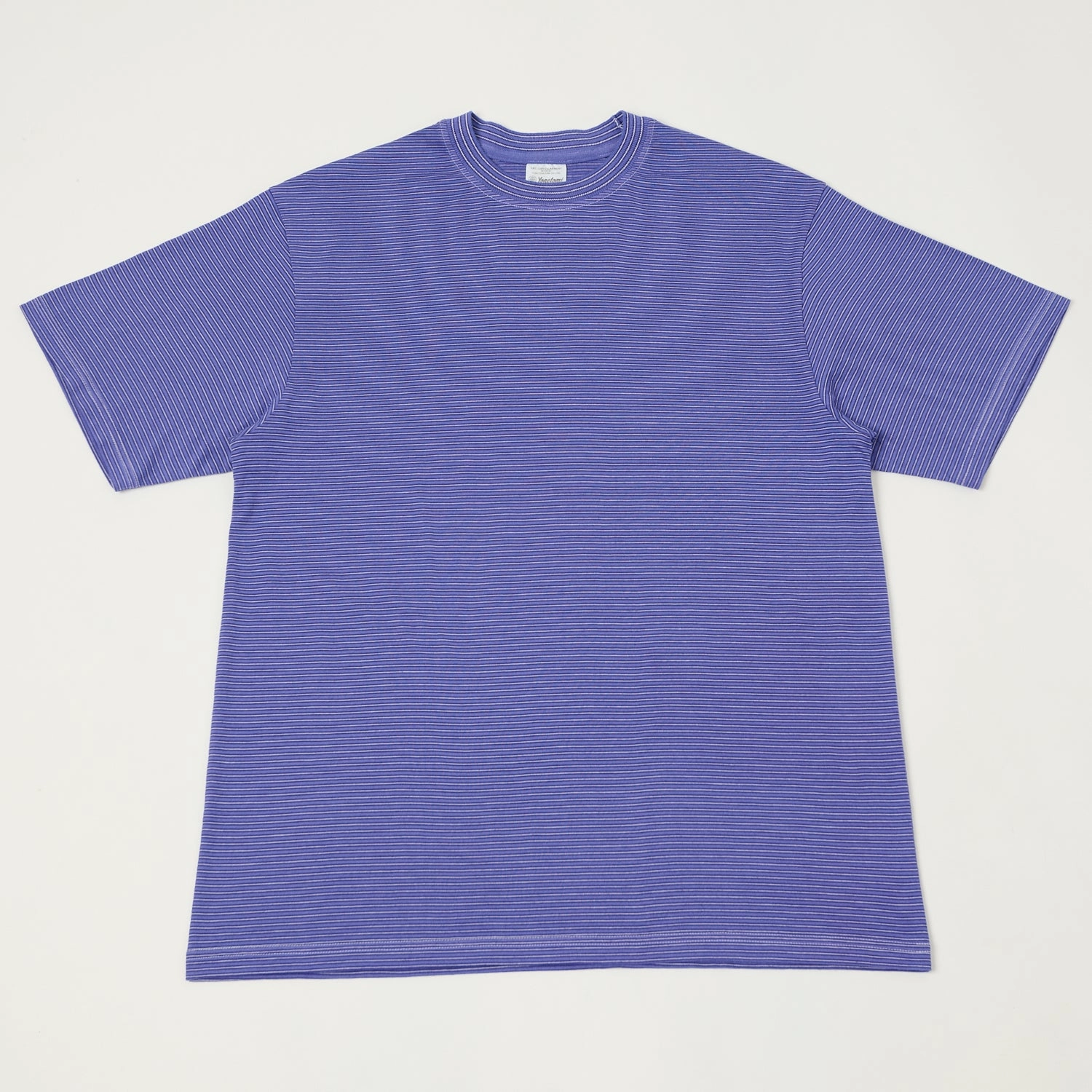Yonetomi 'New Basic' Garment Dyed Stripe T-Shirt - Purple Comfort and Breathable Comfy Stretch Fit
