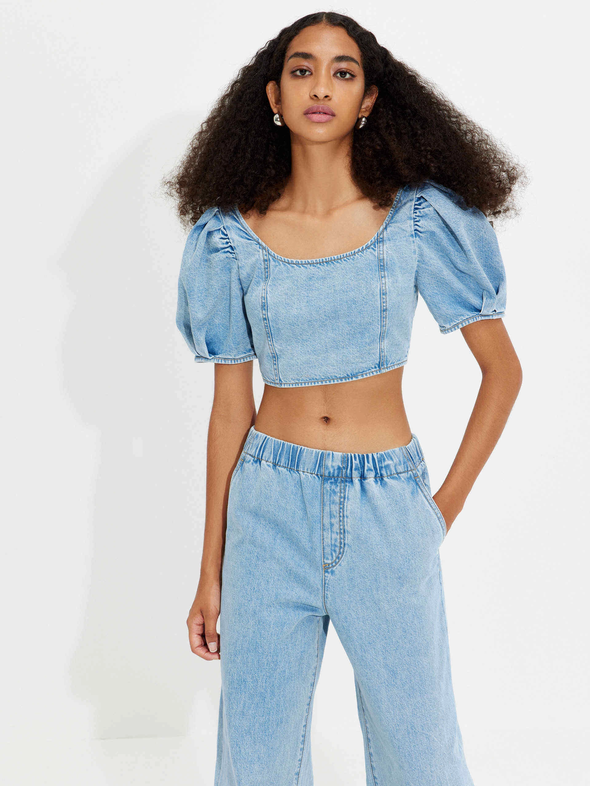 Elasticated Waist Straight Jeans Minimal Shrinkage Fabric